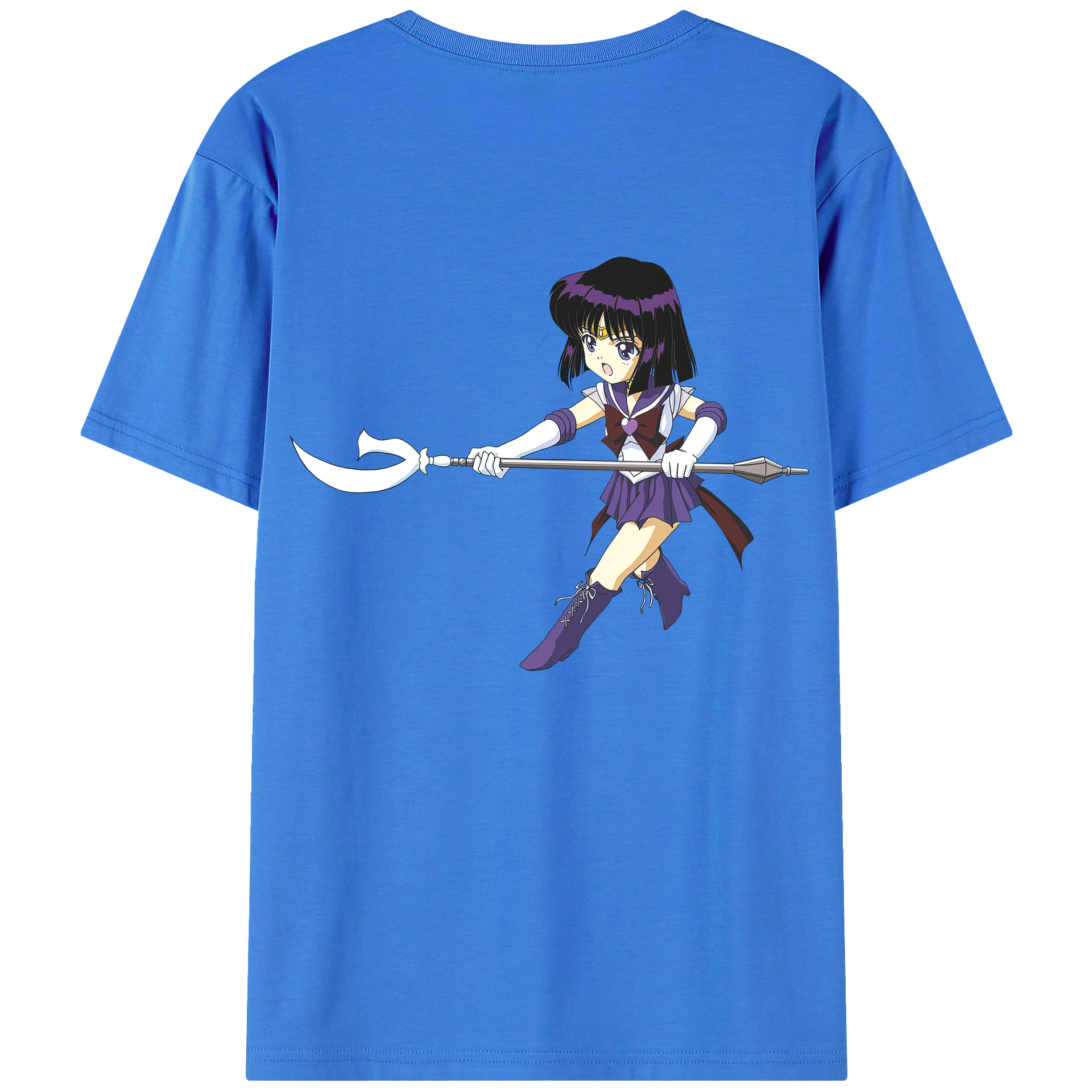 （画像用） 美少女戦士セーラームーン 土萠ほたる Sailor Moon Tomoe Hotaru （セーラーサターン；Sailor Saturn） 綿100％ メンズ半袖Tシャツ（バックプリント） 通気性