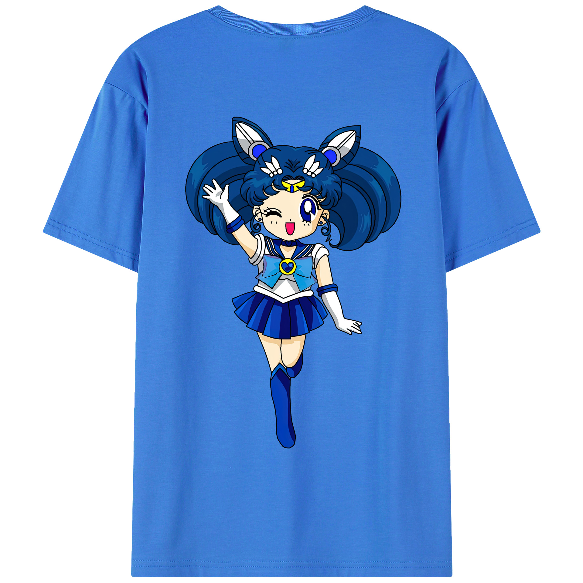 （画像用） 美少女戦士セーラームーン 水野 亜美 みずの あみ Sailor Moon Mizuno Ami 綿100％ メンズ半袖Tシャツ（バックプリント） 通気性
