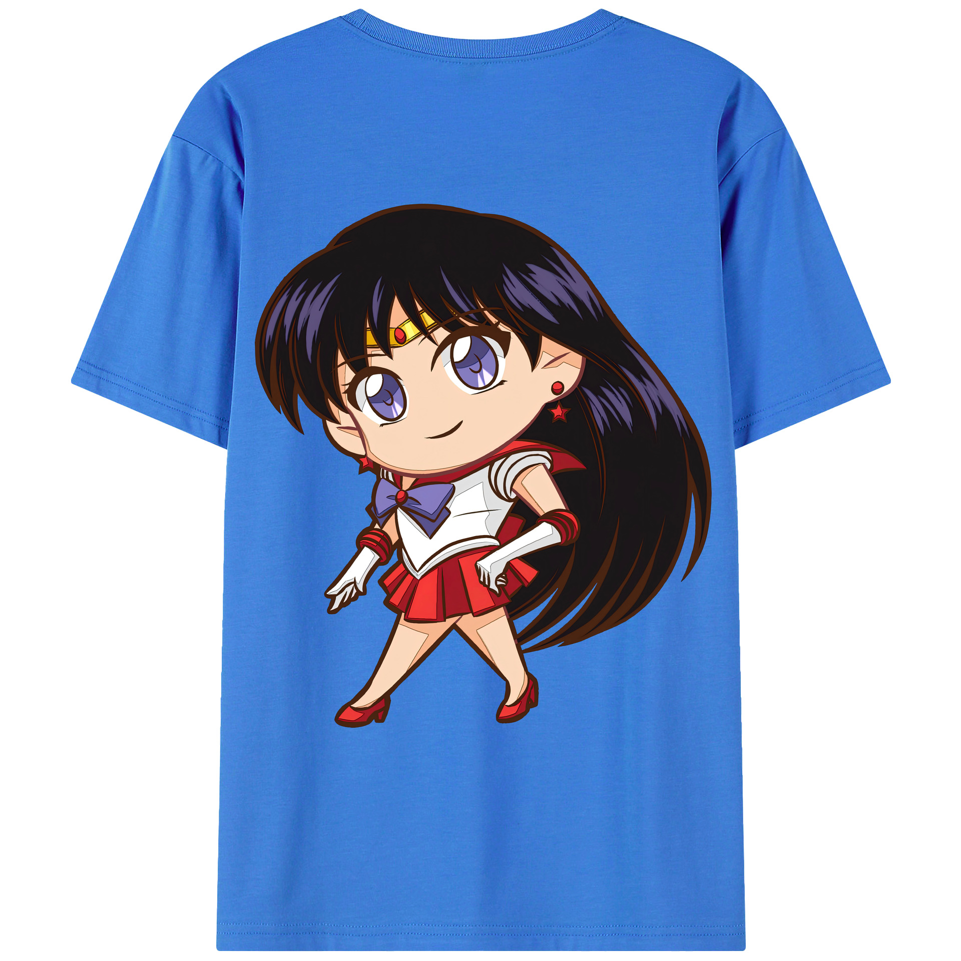 （画像用） 美少女戦士セーラームーン 火野レイ ひの レイ Sailor Moon Hino Rei （セーラーマーズ,Sailor Mars） 綿100％ メンズ半袖Tシャツ（バックプリント） 通気性