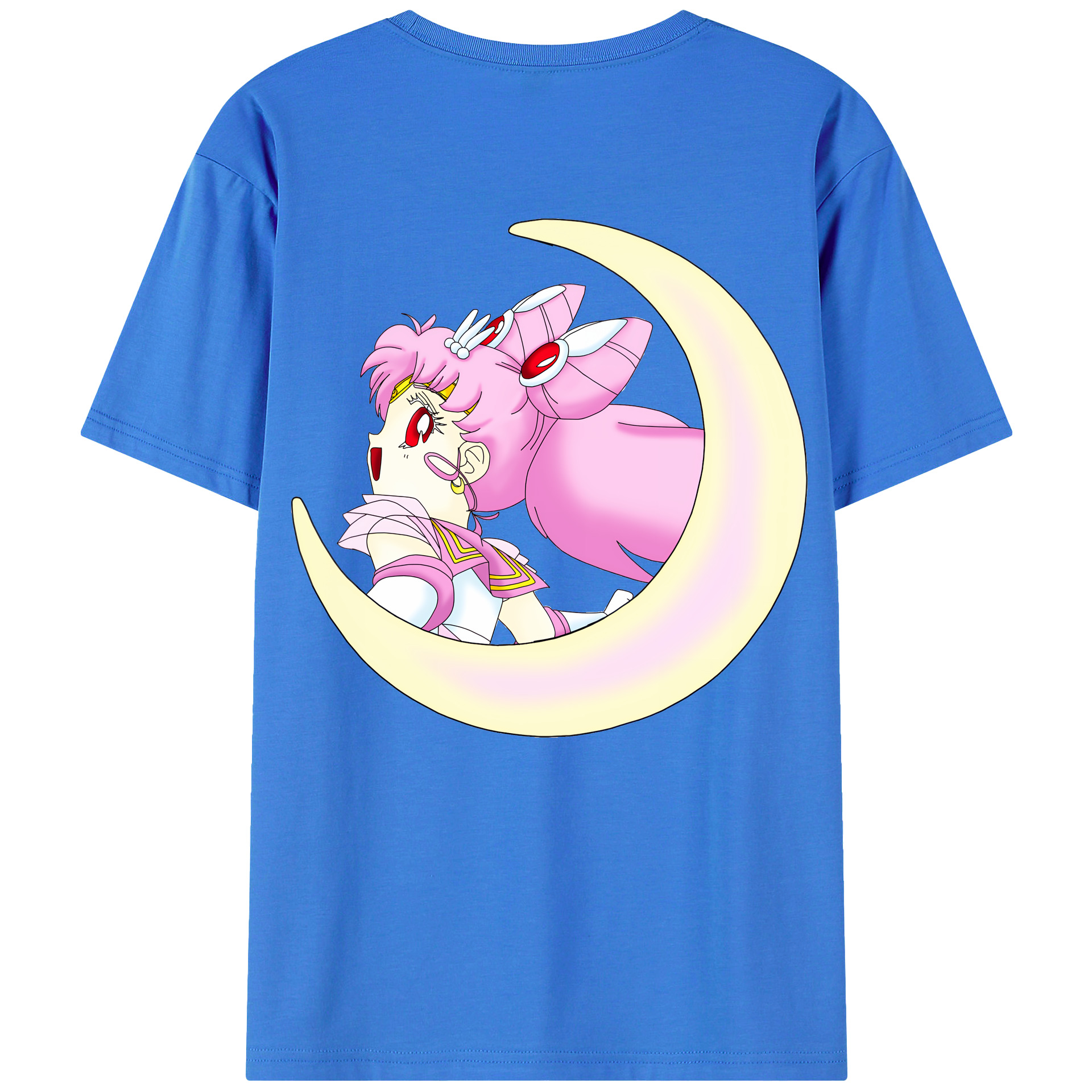 （画像用） 美少女戦士セーラームーン ちびうさ Sailor Moon Chibiusa Tsukino Usagi Small Lady Serenity 綿100％ メンズ半袖Tシャツ（バックプリント） 通気性
