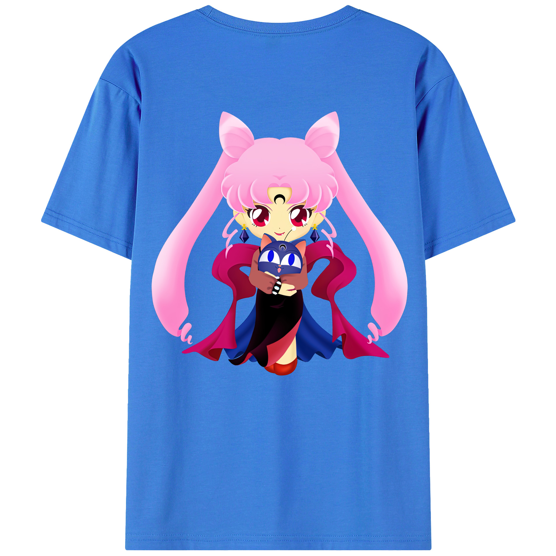 （画像用） 美少女戦士セーラームーン ちびうさ Sailor Moon Chibiusa Tsukino Usagi Small Lady Serenity 綿100％ メンズ半袖Tシャツ（バックプリント） 通気性