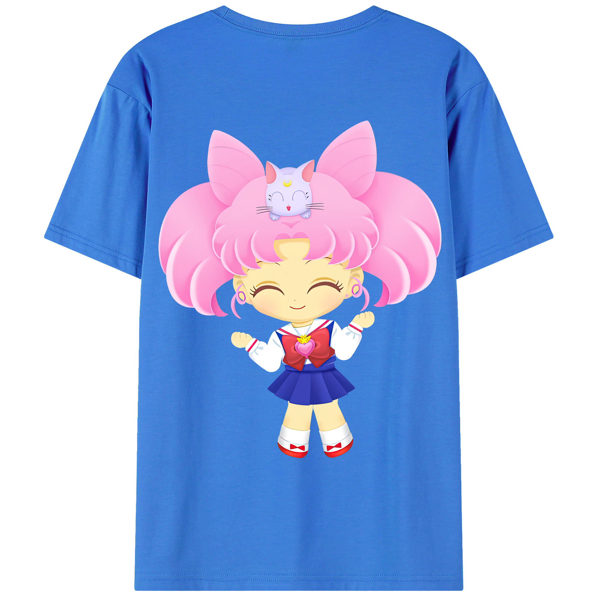 （画像用） 美少女戦士セーラームーン ちびうさ Sailor Moon Chibiusa Tsukino Usagi Small Lady Serenity 綿100％ メンズ半袖Tシャツ（バックプリント） 通気性