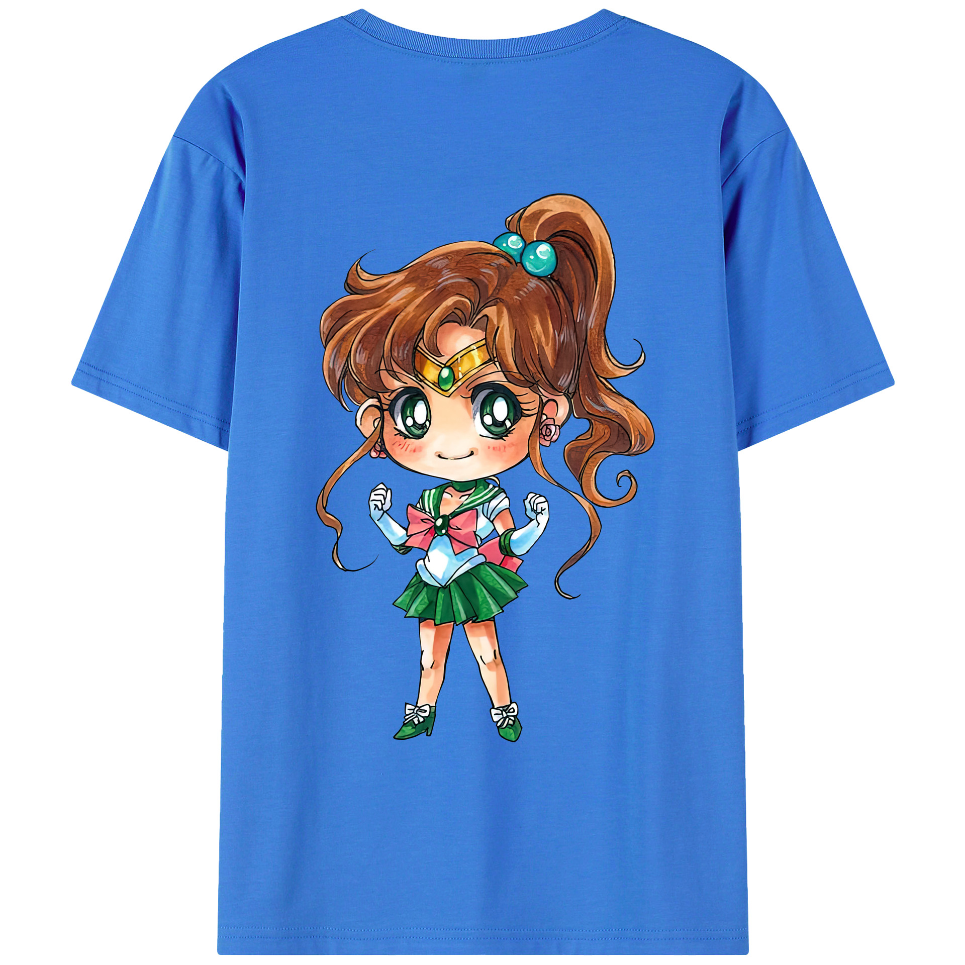 （画像用） 美少女戦士セーラームーン 木野 まこと きの まこと Sailor Moon Kino Makoto （セーラージュピター；Sailor Jupiter） 綿100％ メンズ半袖Tシャツ（バックプリント） 通気性