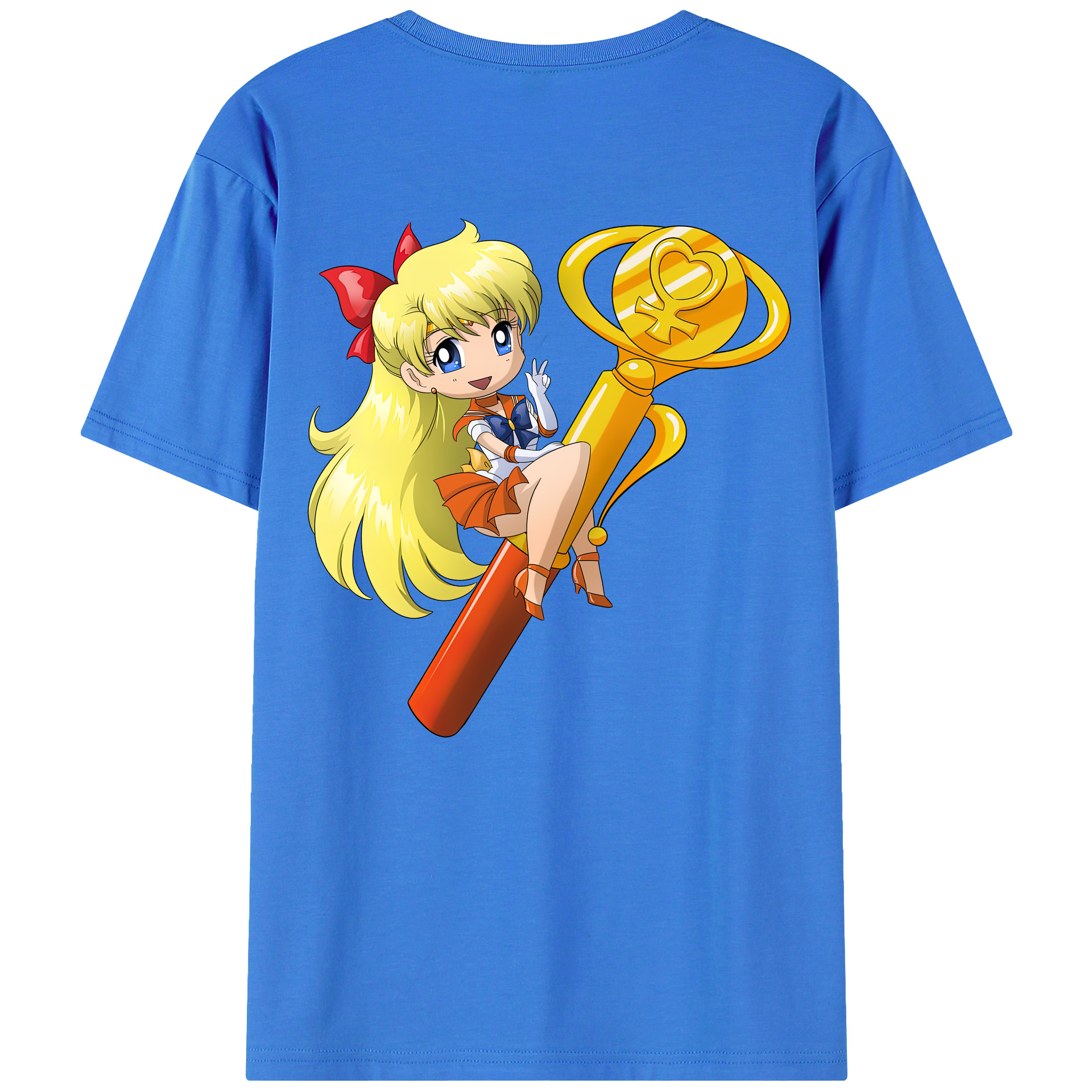 （画像用） 美少女戦士セーラームーン 愛野 美奈子 あいの みなこ Sailor Moon Aino Minako 綿100％ メンズ半袖Tシャツ（バックプリント） 通気性