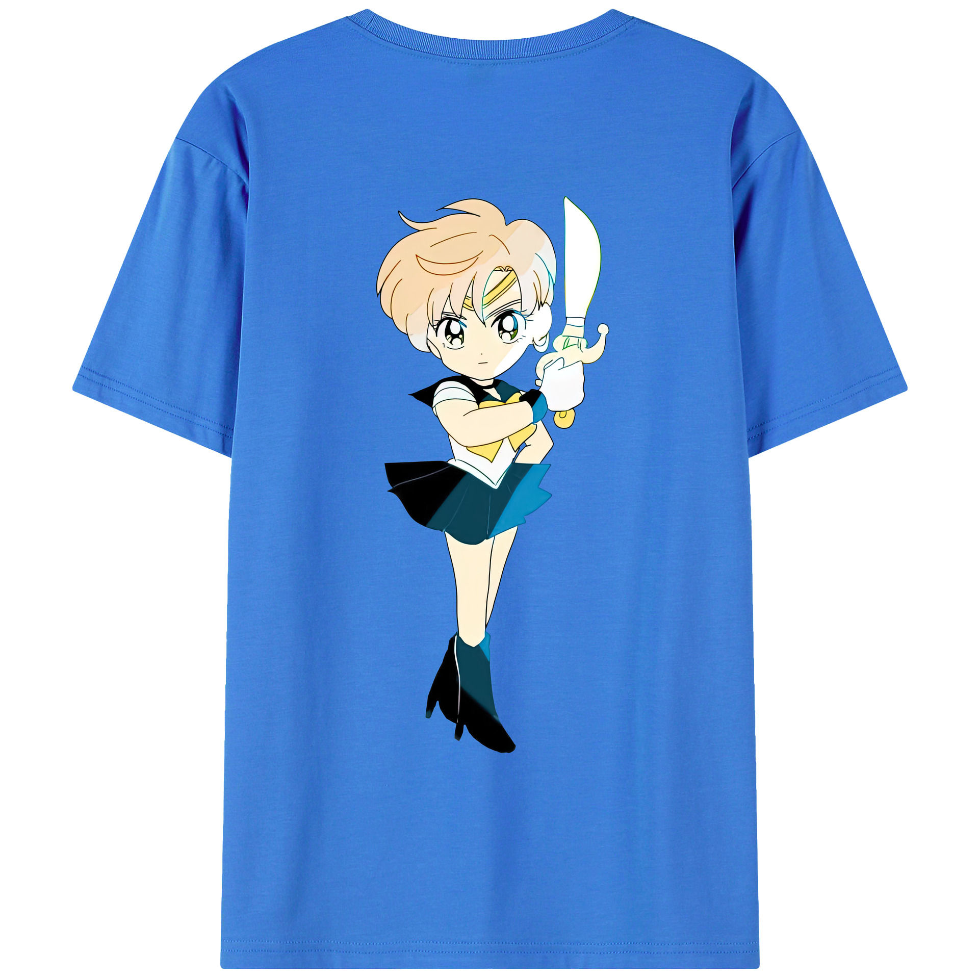 （画像用） 美少女戦士セーラームーン 天王はるか Sailor Moon Tenoh Haruka 綿100％ メンズ半袖Tシャツ（バックプリント） 通気性