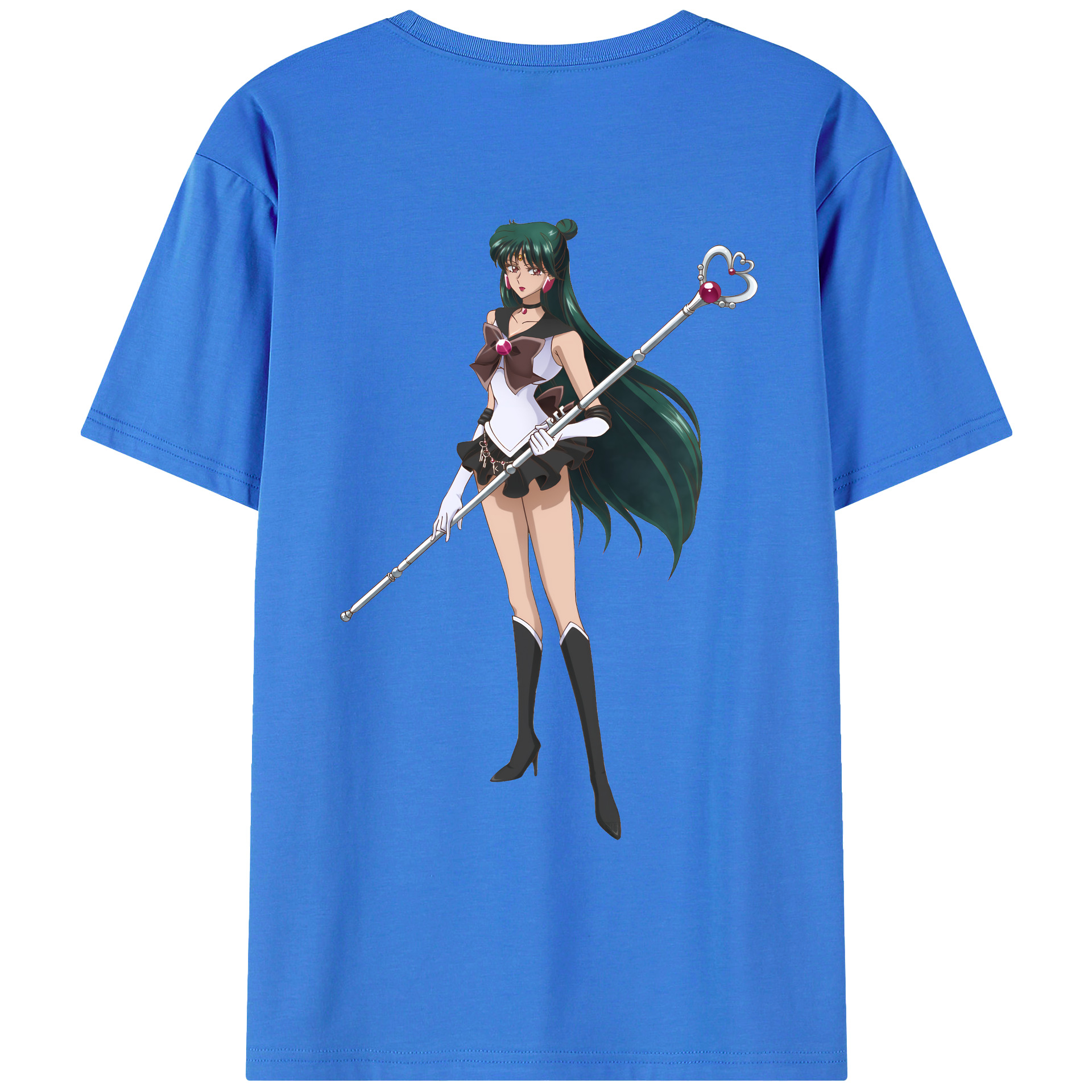 （画像用） 美少女戦士セーラームーン 冥王せつな Sailor Moon Meiou Setsuna 綿100％ メンズ半袖Tシャツ（バックプリント） 通気性