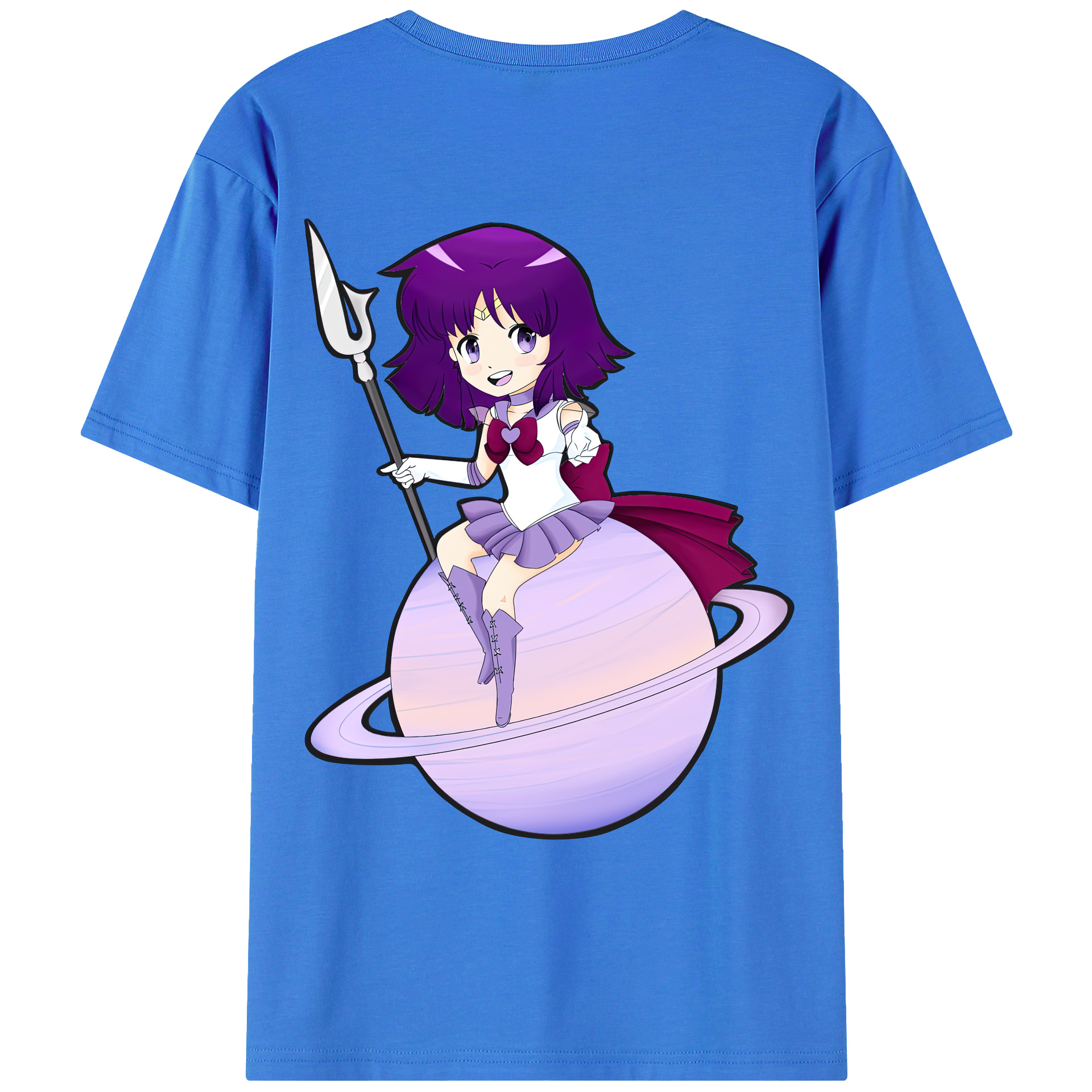 （画像用） 美少女戦士セーラームーン 土萠ほたる Sailor Moon Tomoe Hotaru （セーラーサターン；Sailor Saturn） 綿100％ メンズ半袖Tシャツ（バックプリント） 通気性