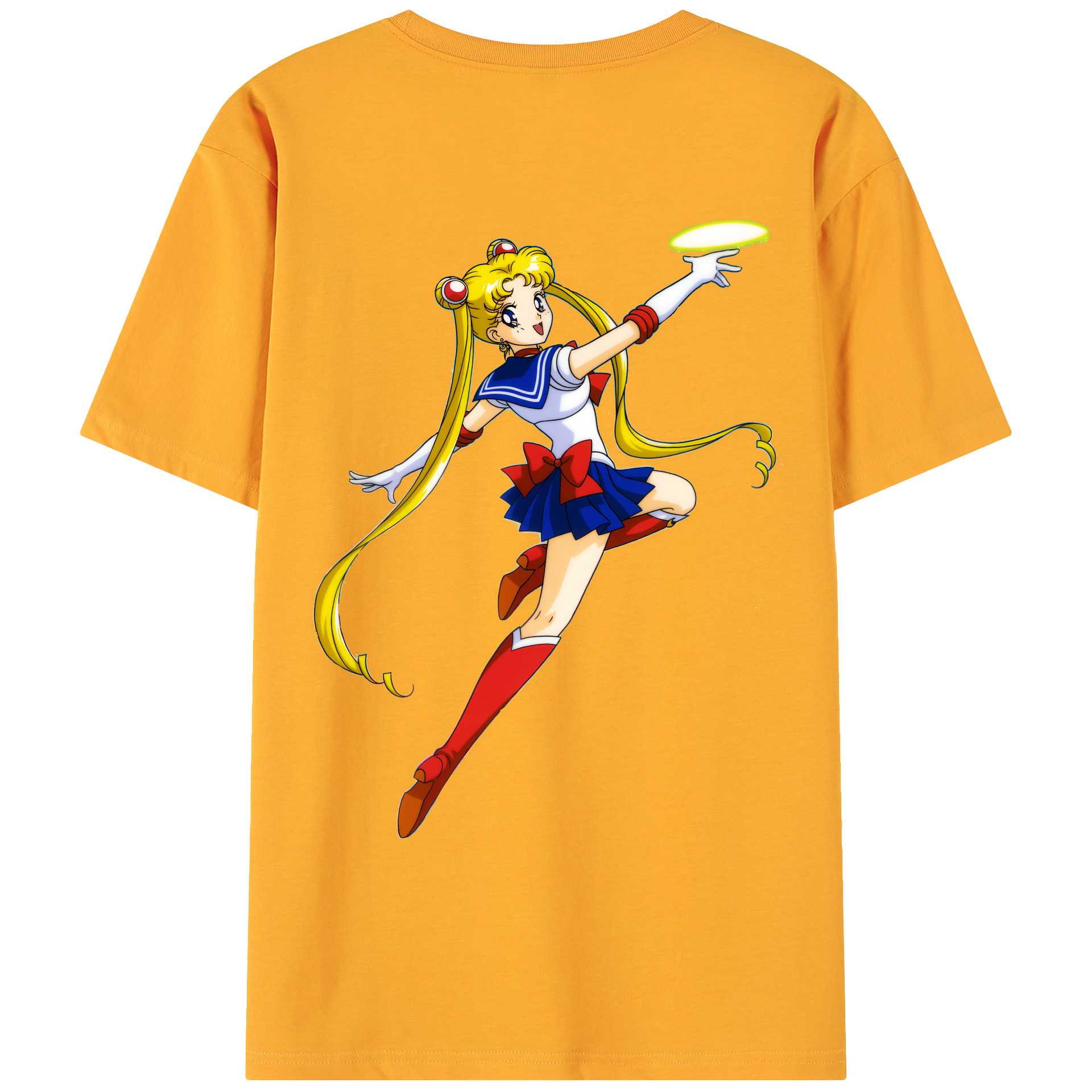 （画像用） 美少女戦士セーラームーン 月野 うさぎ つきの うさぎ Sailor Moon Tsukino Usagi 綿100％ メンズ半袖Tシャツ（バックプリント） 通気性