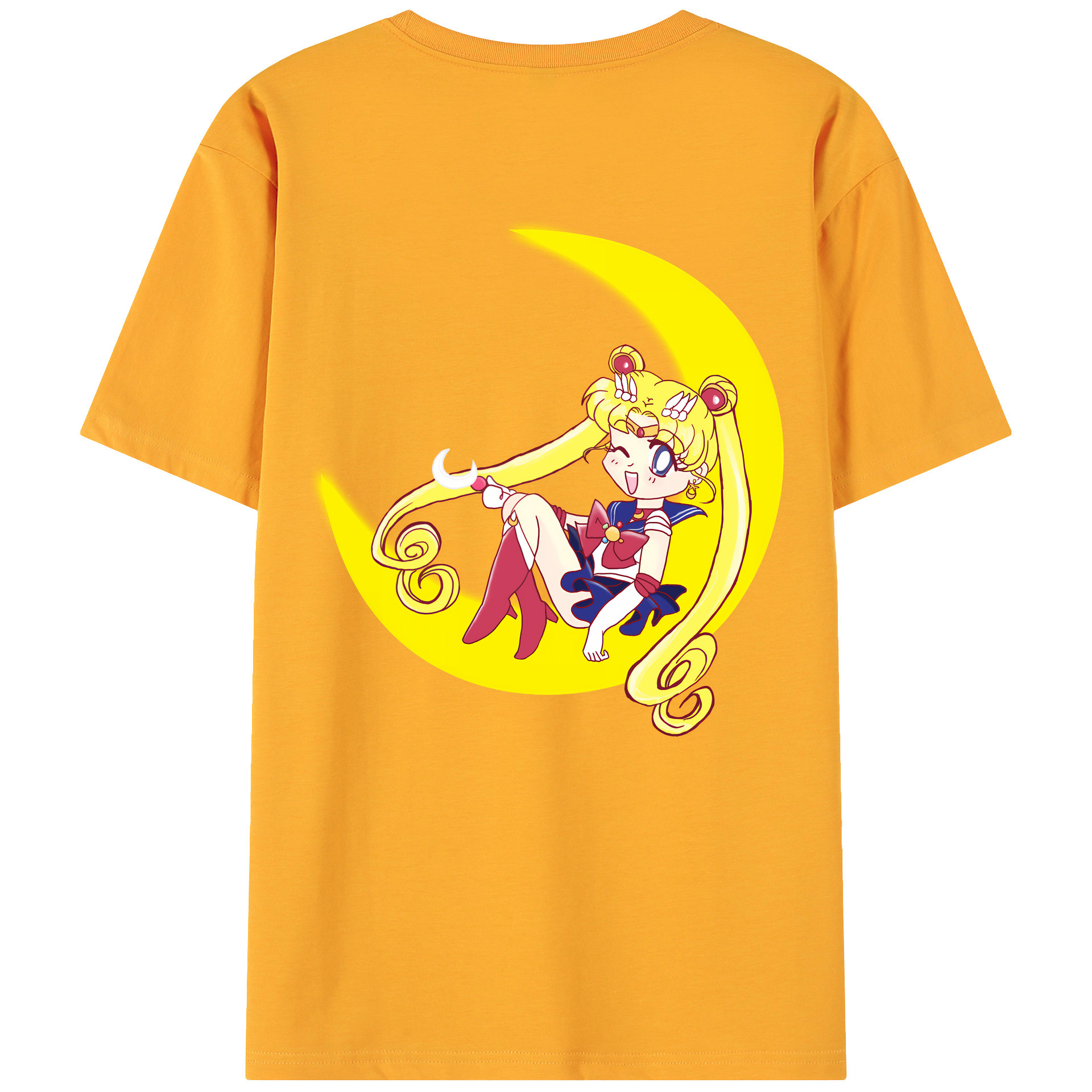 （画像用） 美少女戦士セーラームーン 月野 うさぎ つきの うさぎ Sailor Moon Tsukino Usagi 綿100％ メンズ半袖Tシャツ（バックプリント） 通気性