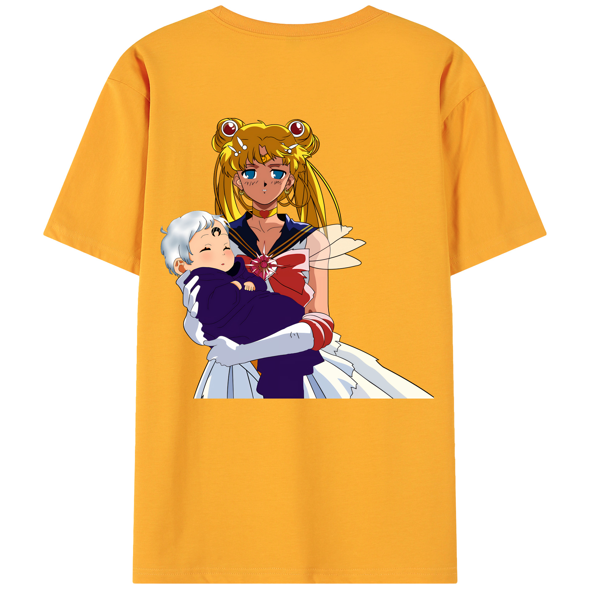 （画像用） 美少女戦士セーラームーン 月野 うさぎ つきの うさぎ Sailor Moon Tsukino Usagi 綿100％ メンズ半袖Tシャツ（バックプリント） 通気性