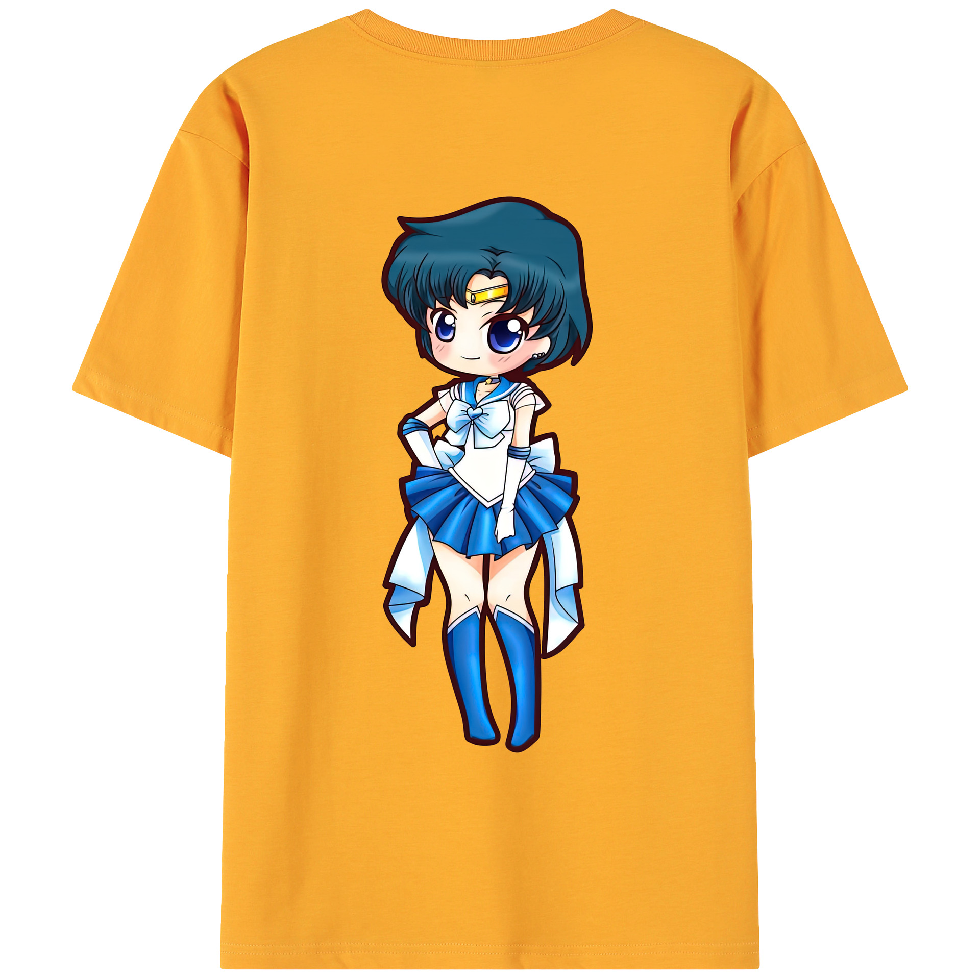 （画像用） 美少女戦士セーラームーン 水野 亜美 みずの あみ Sailor Moon Mizuno Ami 綿100％ メンズ半袖Tシャツ（バックプリント） 通気性