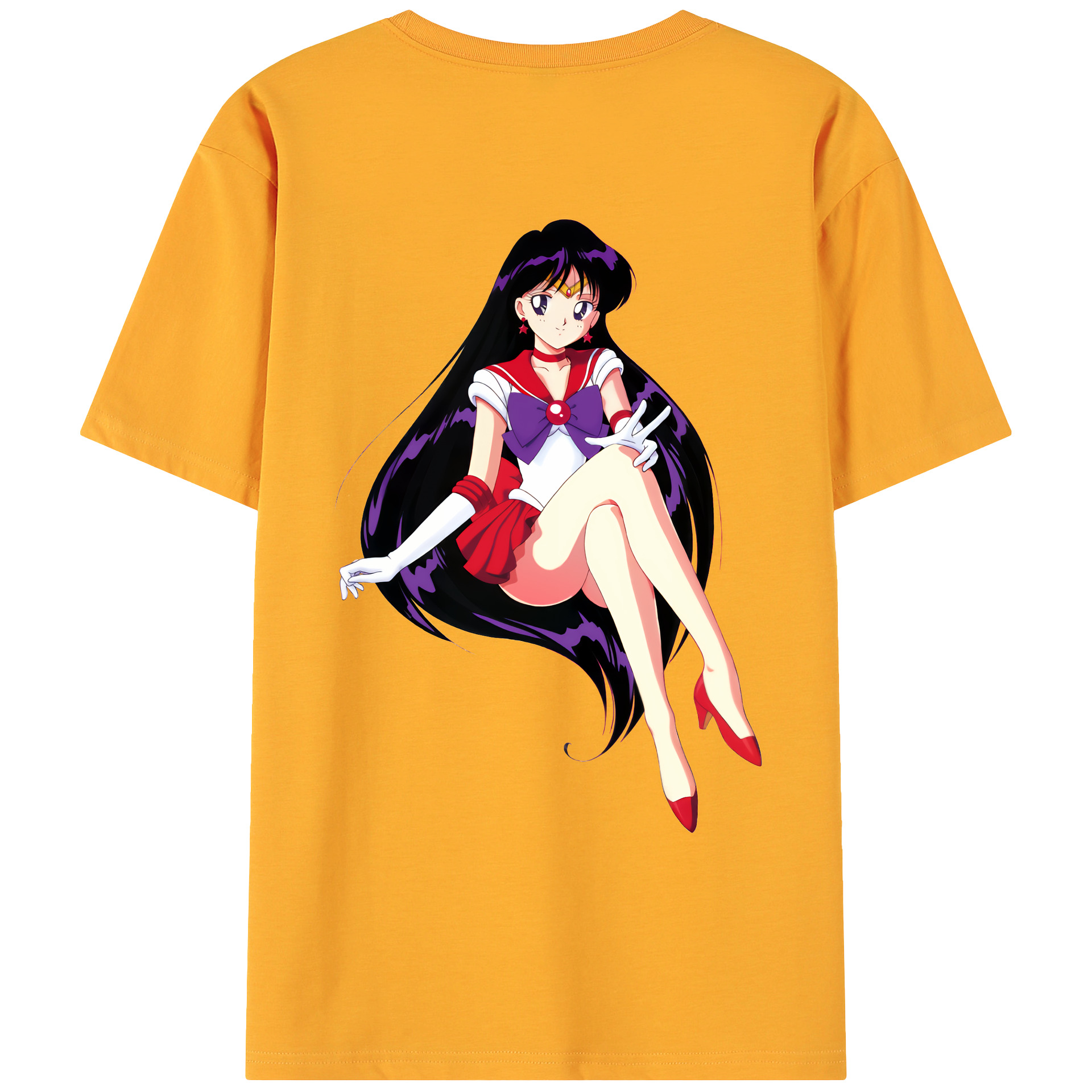 （画像用） 美少女戦士セーラームーン 火野レイ ひの レイ Sailor Moon Hino Rei （セーラーマーズ,Sailor Mars） 綿100％ メンズ半袖Tシャツ（バックプリント） 通気性