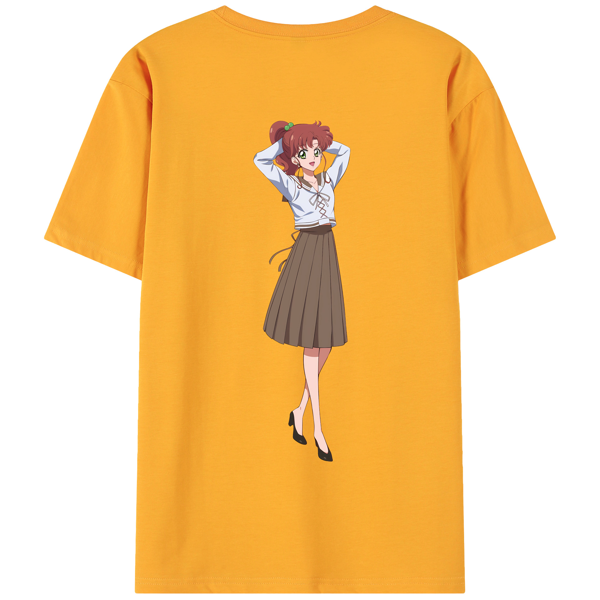 （画像用） 美少女戦士セーラームーン 木野 まこと きの まこと Sailor Moon Kino Makoto （セーラージュピター；Sailor Jupiter） 綿100％ メンズ半袖Tシャツ（バックプリント） 通気性