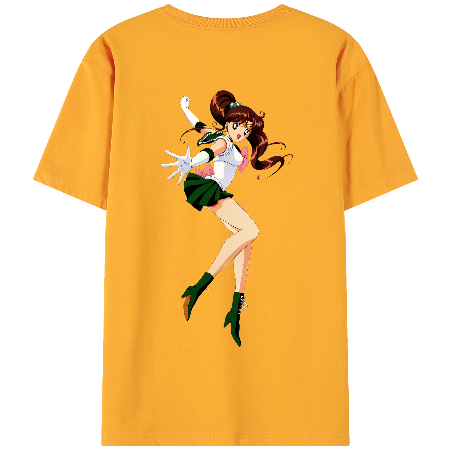（画像用） 美少女戦士セーラームーン 木野 まこと きの まこと Sailor Moon Kino Makoto （セーラージュピター；Sailor Jupiter） 綿100％ メンズ半袖Tシャツ（バックプリント） 通気性