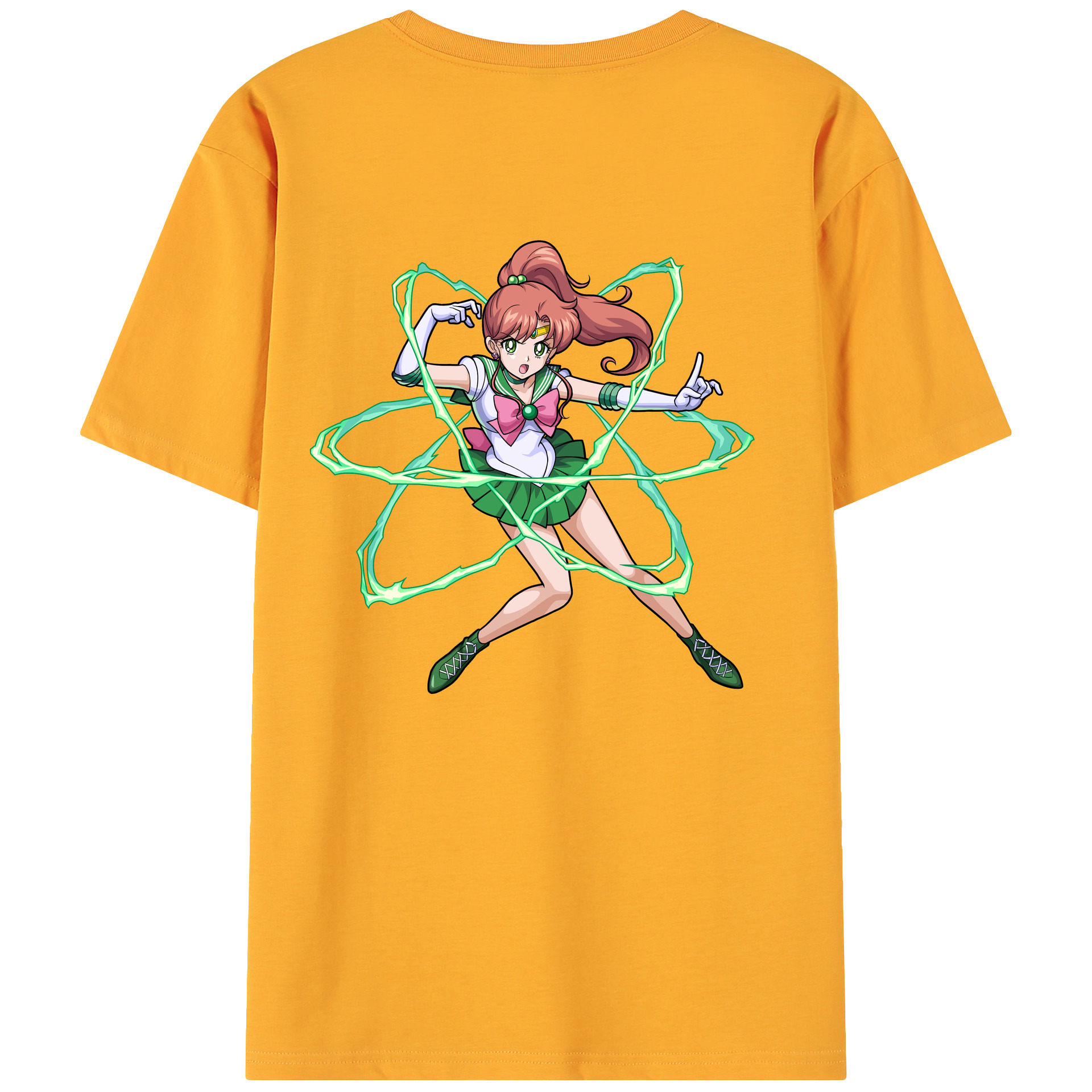 （画像用） 美少女戦士セーラームーン 木野 まこと きの まこと Sailor Moon Kino Makoto （セーラージュピター；Sailor Jupiter） 綿100％ メンズ半袖Tシャツ（バックプリント） 通気性