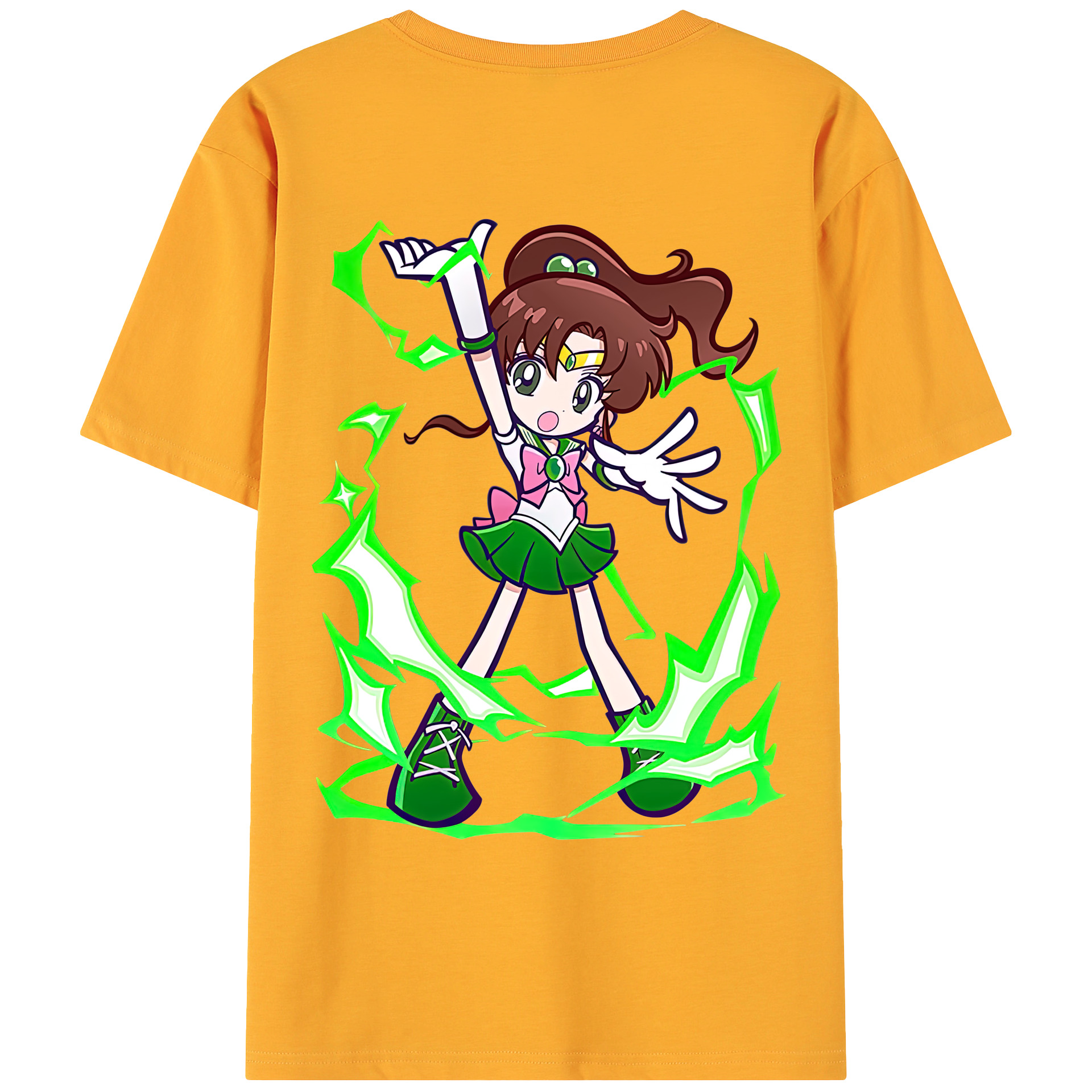 （画像用） 美少女戦士セーラームーン 木野 まこと きの まこと Sailor Moon Kino Makoto （セーラージュピター；Sailor Jupiter） 綿100％ メンズ半袖Tシャツ（バックプリント） 通気性