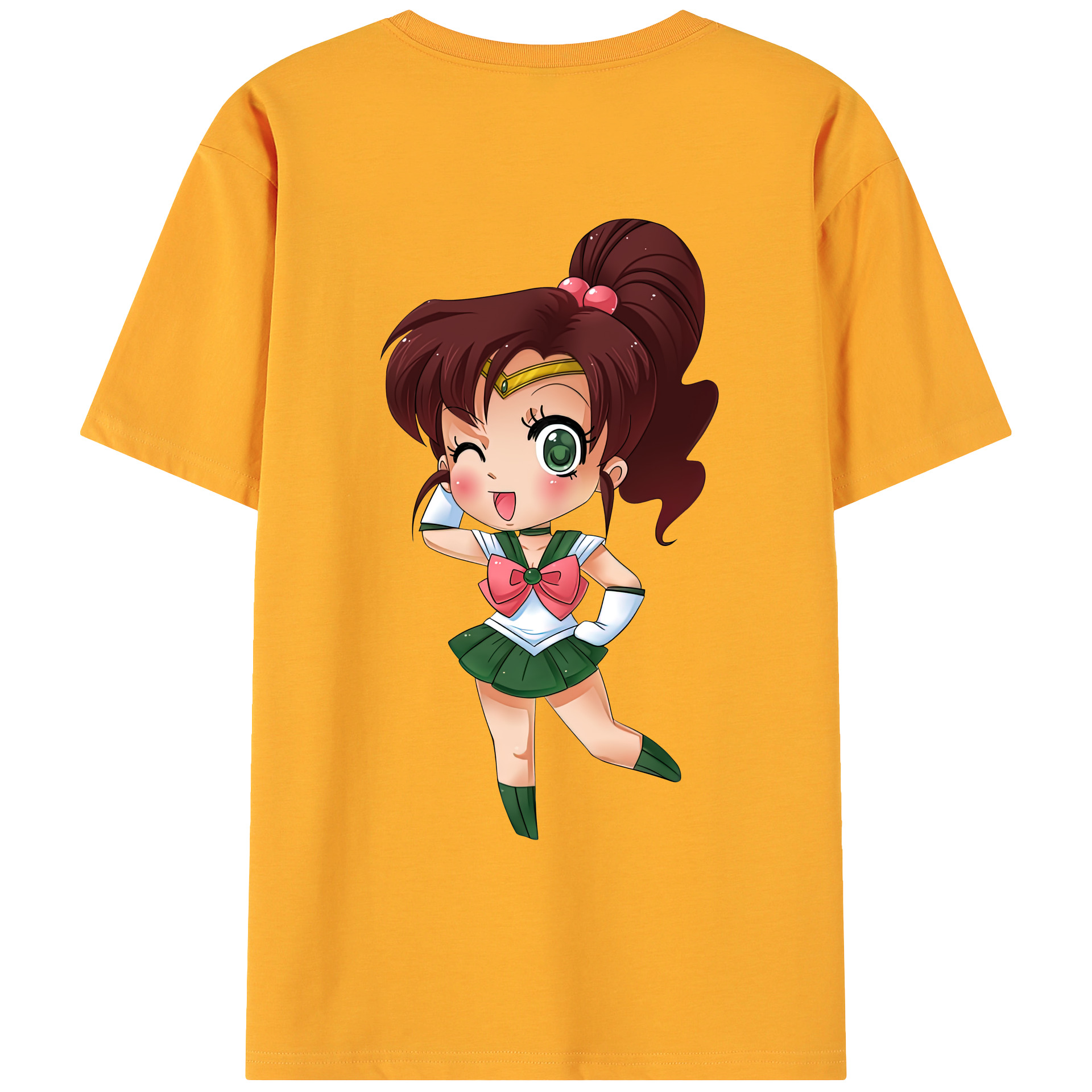 （画像用） 美少女戦士セーラームーン 木野 まこと きの まこと Sailor Moon Kino Makoto （セーラージュピター；Sailor Jupiter） 綿100％ メンズ半袖Tシャツ（バックプリント） 通気性