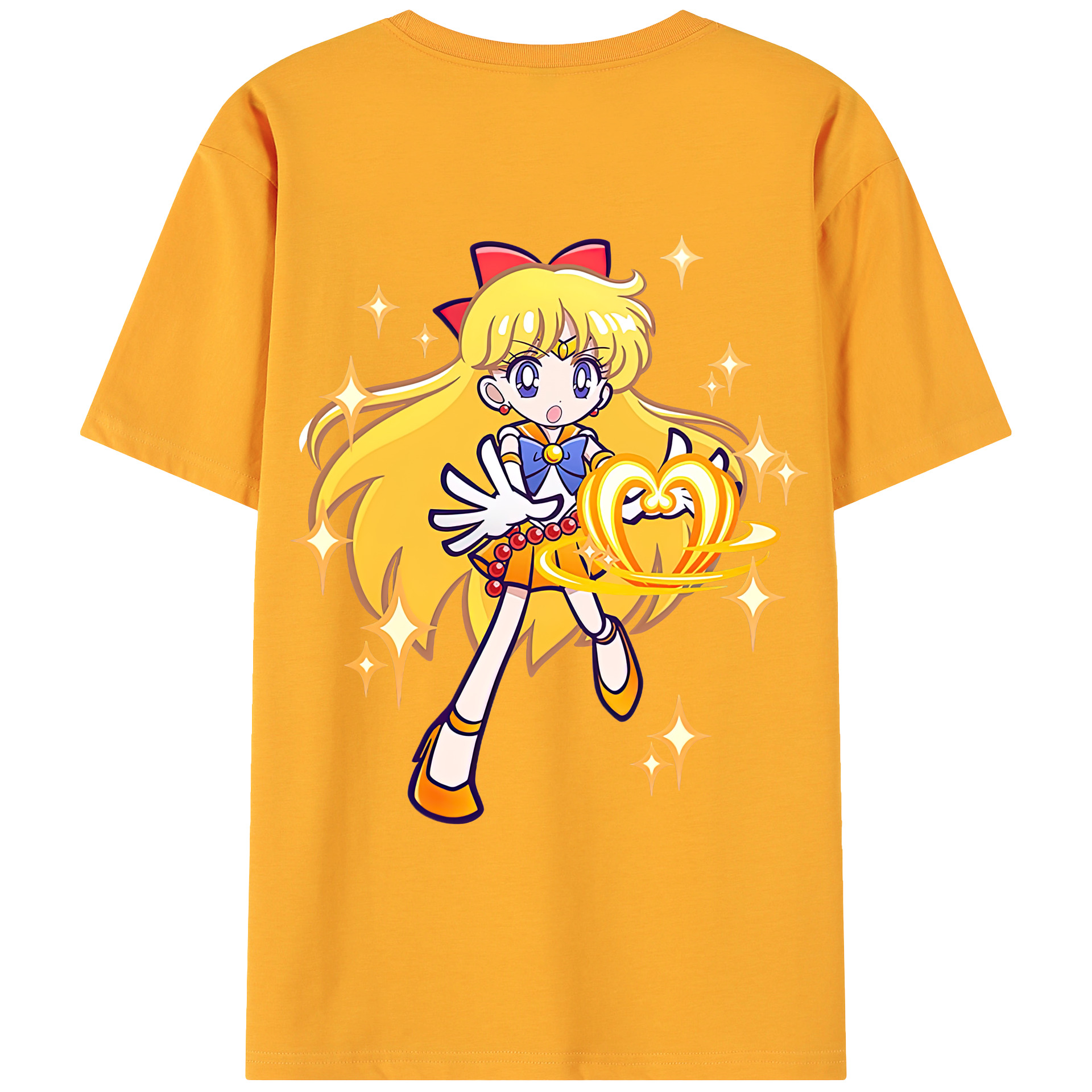 （画像用） 美少女戦士セーラームーン 愛野 美奈子 あいの みなこ Sailor Moon Aino Minako 綿100％ メンズ半袖Tシャツ（バックプリント） 通気性