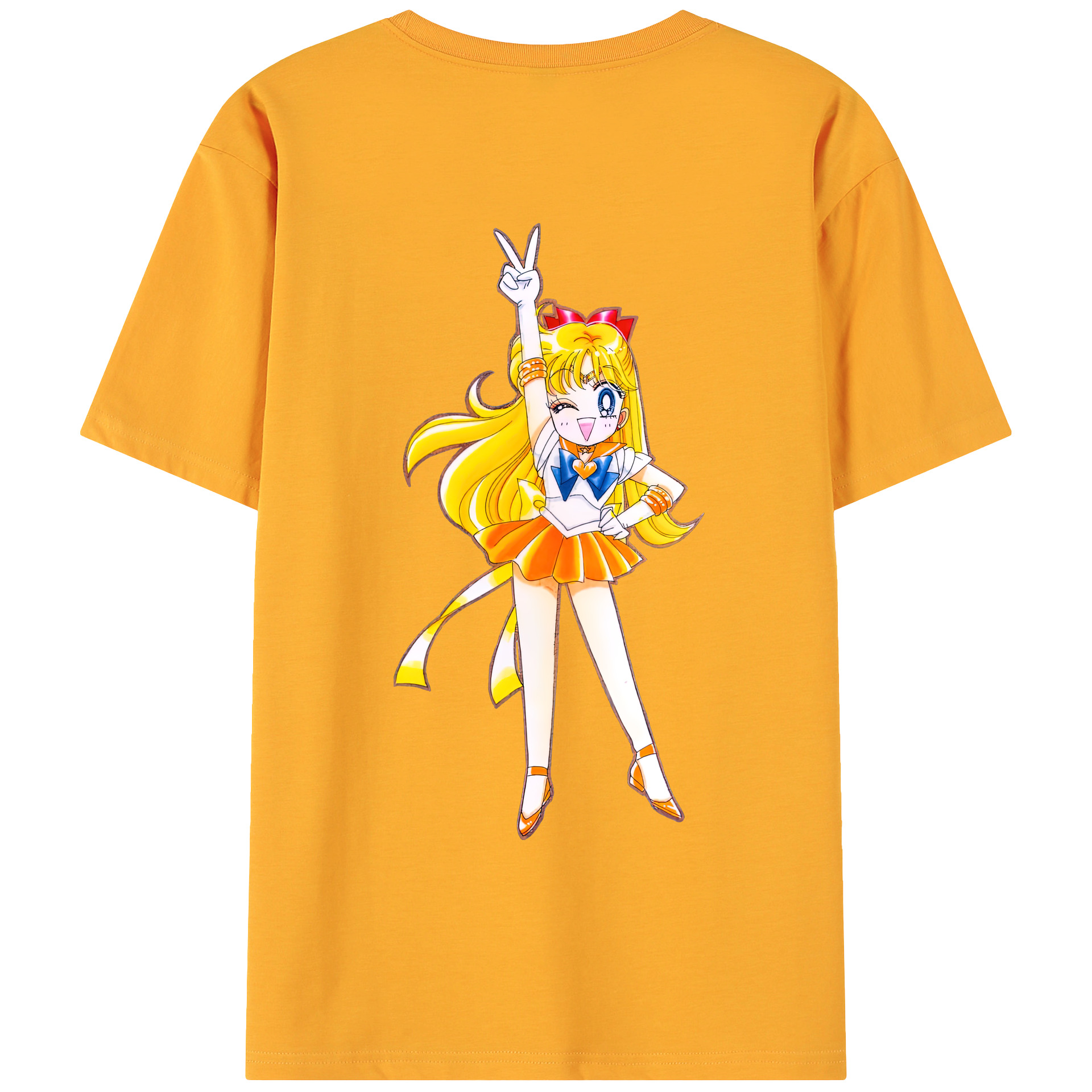 （画像用） 美少女戦士セーラームーン 愛野 美奈子 あいの みなこ Sailor Moon Aino Minako 綿100％ メンズ半袖Tシャツ（バックプリント） 通気性