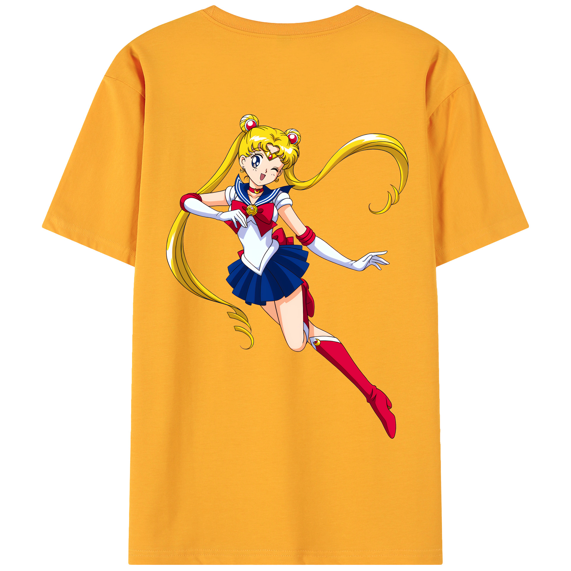 （画像用） 美少女戦士セーラームーン 月野 うさぎ つきの うさぎ Sailor Moon Tsukino Usagi 綿100％ メンズ半袖Tシャツ（バックプリント） 通気性