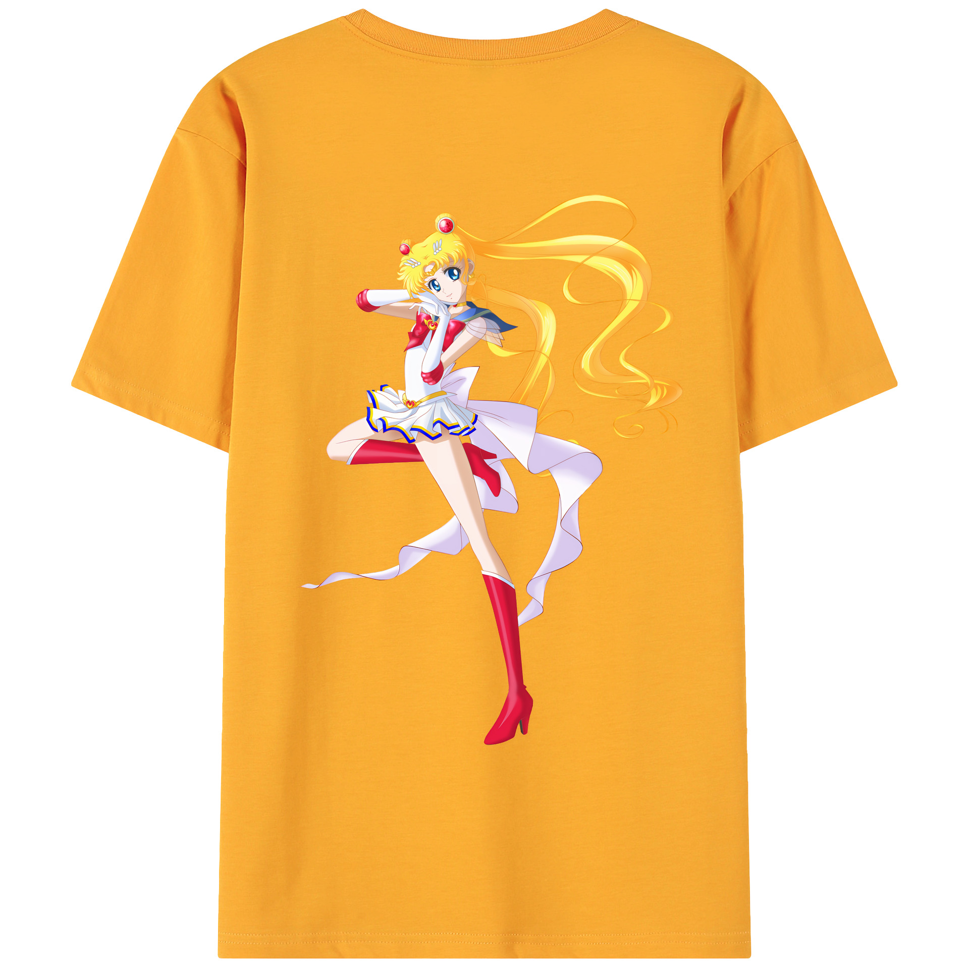 （画像用） 美少女戦士セーラームーン 月野 うさぎ つきの うさぎ Sailor Moon Tsukino Usagi 綿100％ メンズ半袖Tシャツ（バックプリント） 通気性