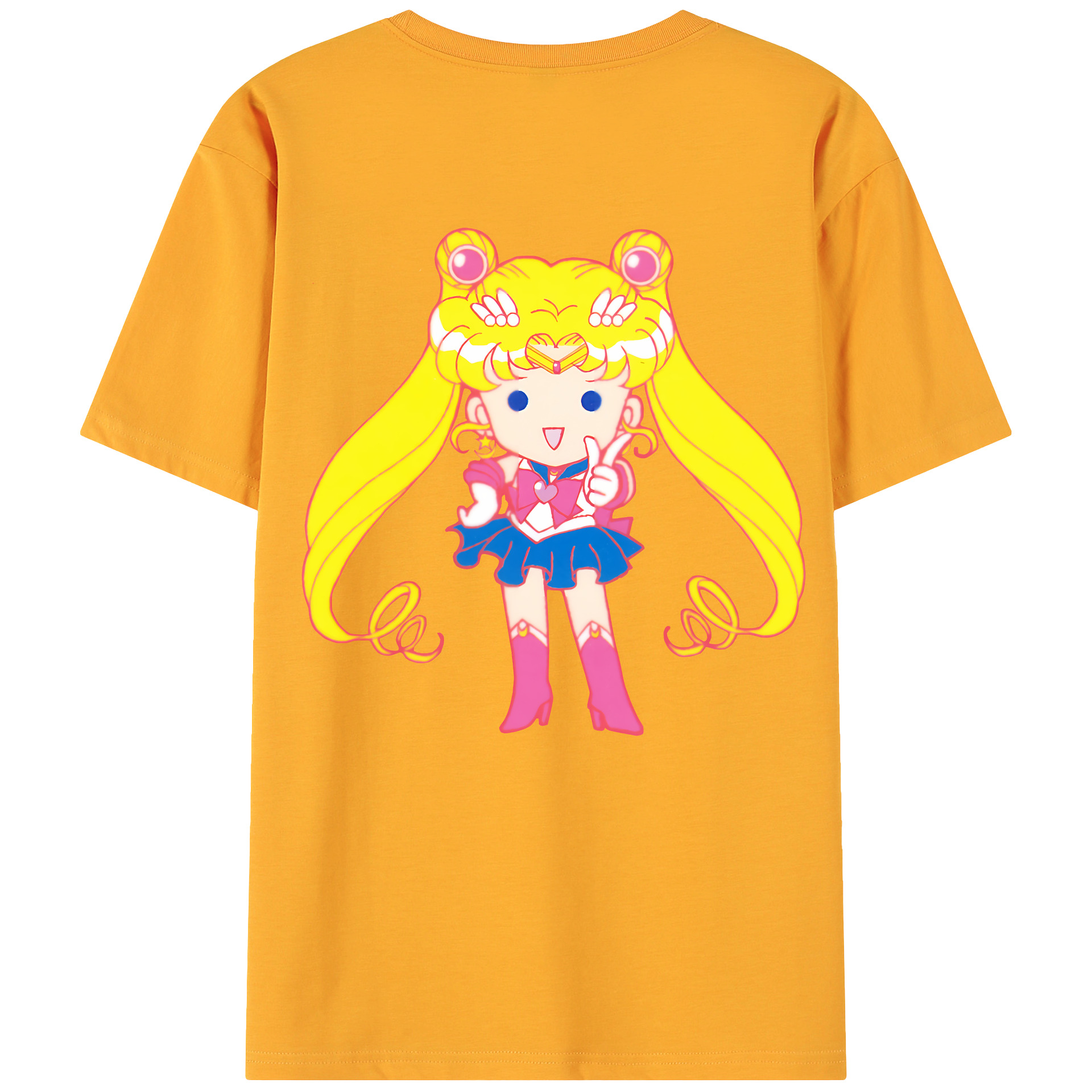 （画像用） 美少女戦士セーラームーン 月野 うさぎ つきの うさぎ Sailor Moon Tsukino Usagi 綿100％ メンズ半袖Tシャツ（バックプリント） 通気性