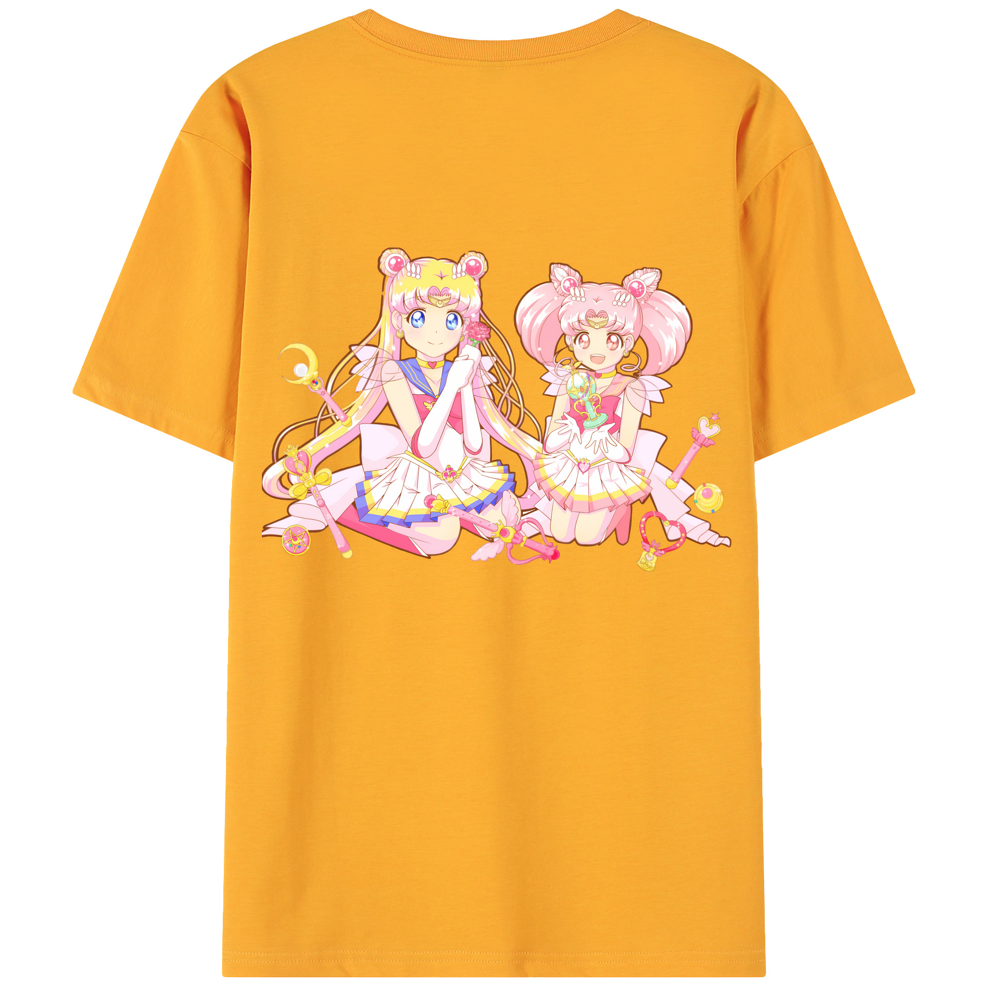 （画像用） 美少女戦士セーラームーン 月野 うさぎ つきの うさぎ Sailor Moon Tsukino Usagi 綿100％ メンズ半袖Tシャツ（バックプリント） 通気性