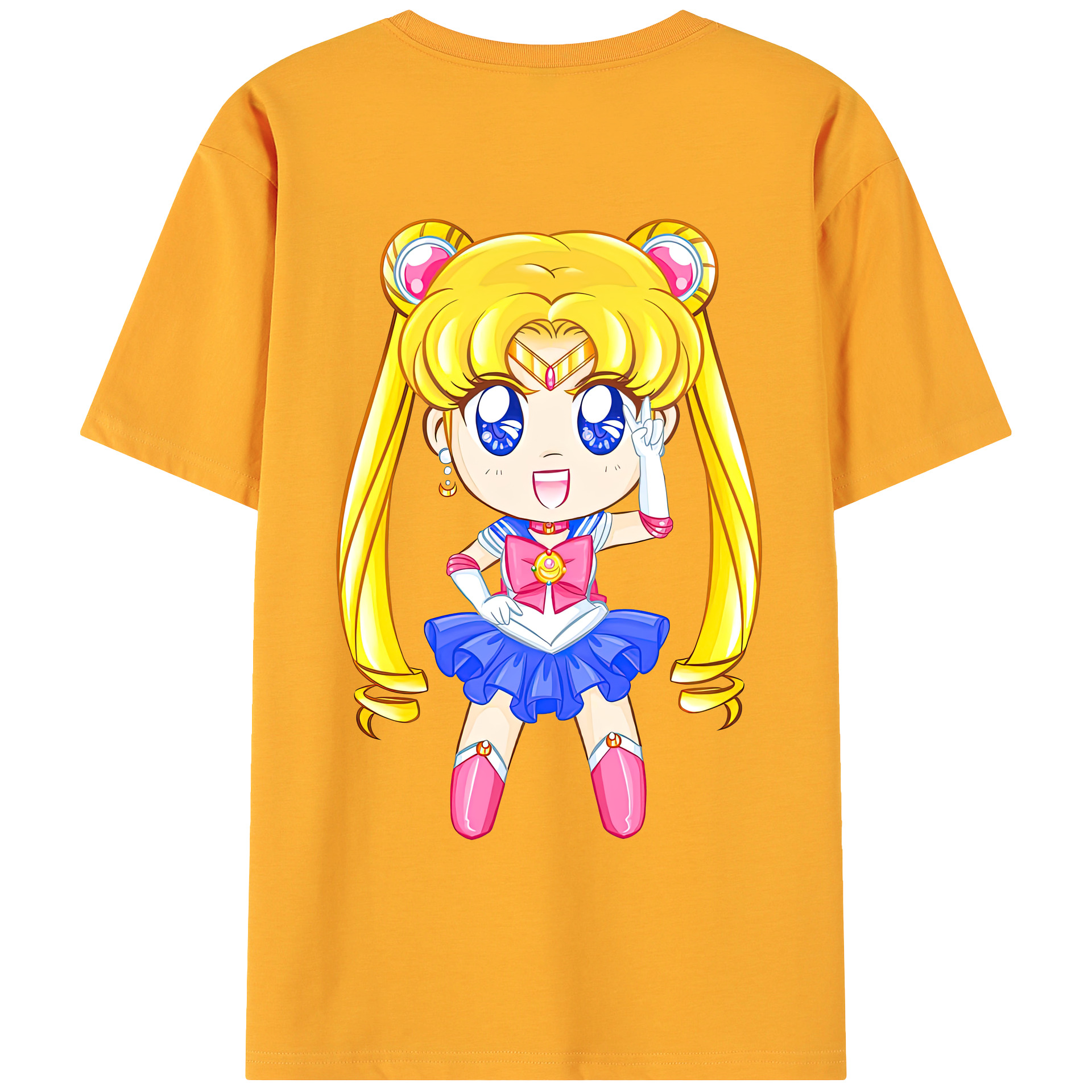 （画像用） 美少女戦士セーラームーン 月野 うさぎ つきの うさぎ Sailor Moon Tsukino Usagi 綿100％ メンズ半袖Tシャツ（バックプリント） 通気性