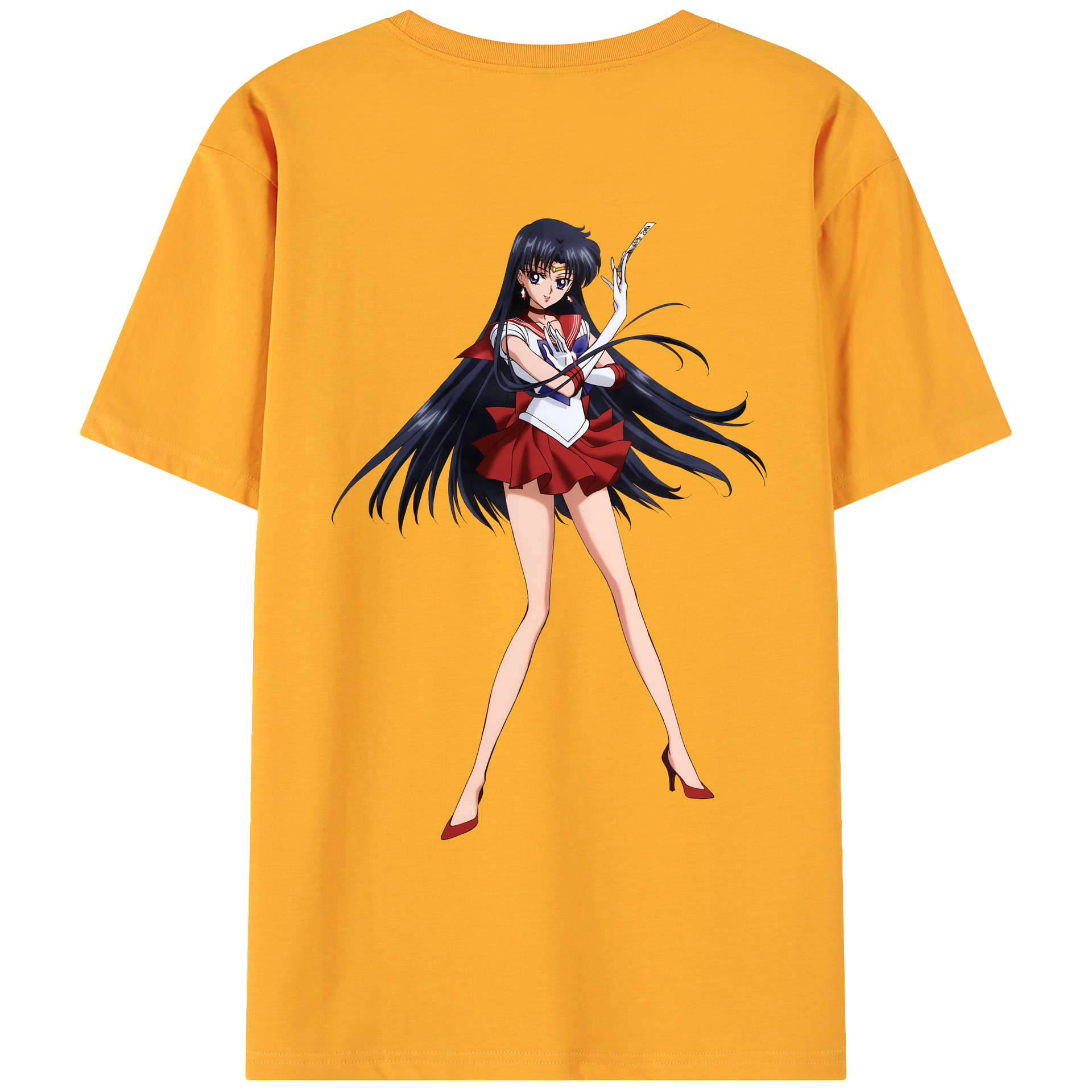 （画像用） 美少女戦士セーラームーン 火野レイ ひの レイ Sailor Moon Hino Rei （セーラーマーズ,Sailor Mars） 綿100％ メンズ半袖Tシャツ（バックプリント） 通気性