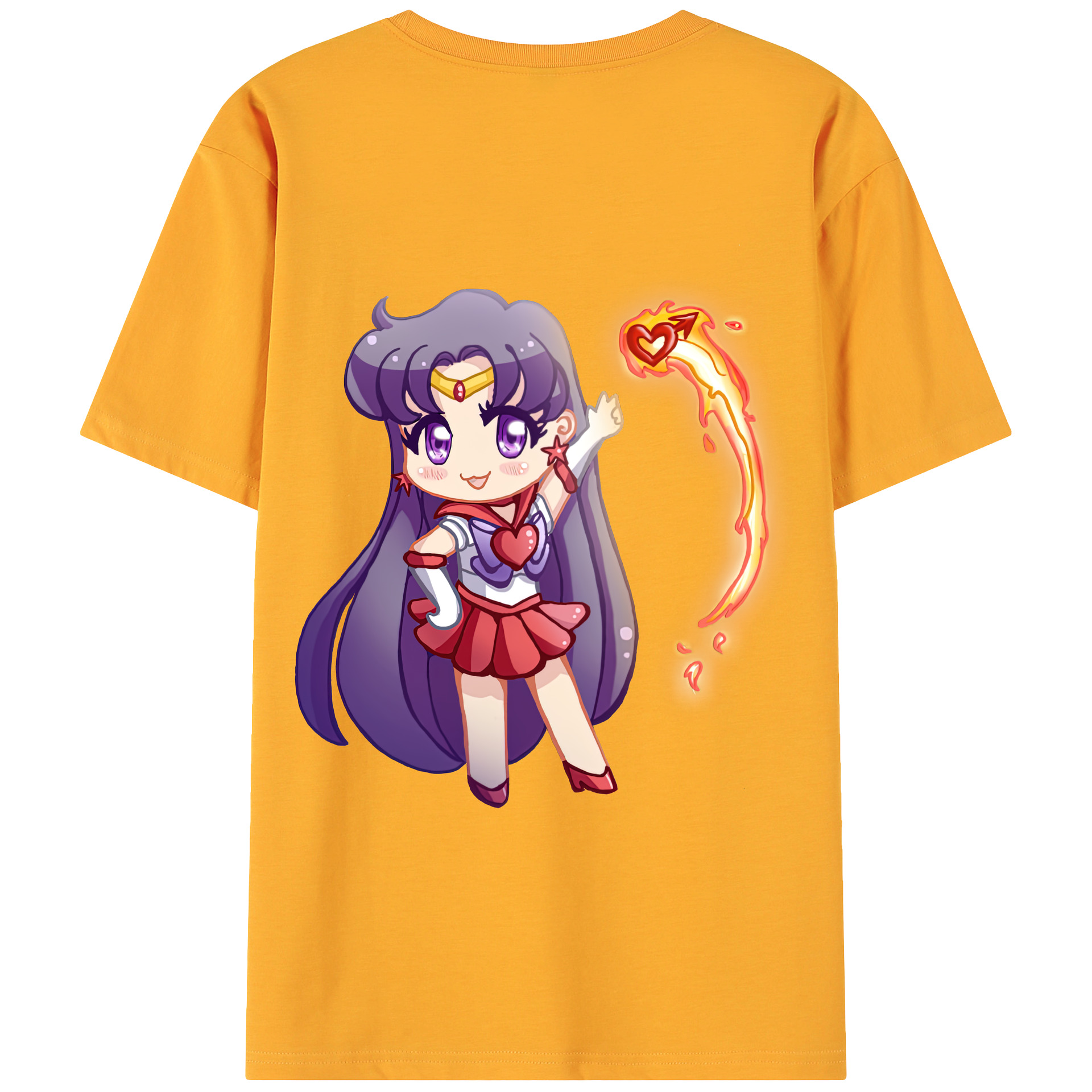 （画像用） 美少女戦士セーラームーン 火野レイ ひの レイ Sailor Moon Hino Rei （セーラーマーズ,Sailor Mars） 綿100％ メンズ半袖Tシャツ（バックプリント） 通気性