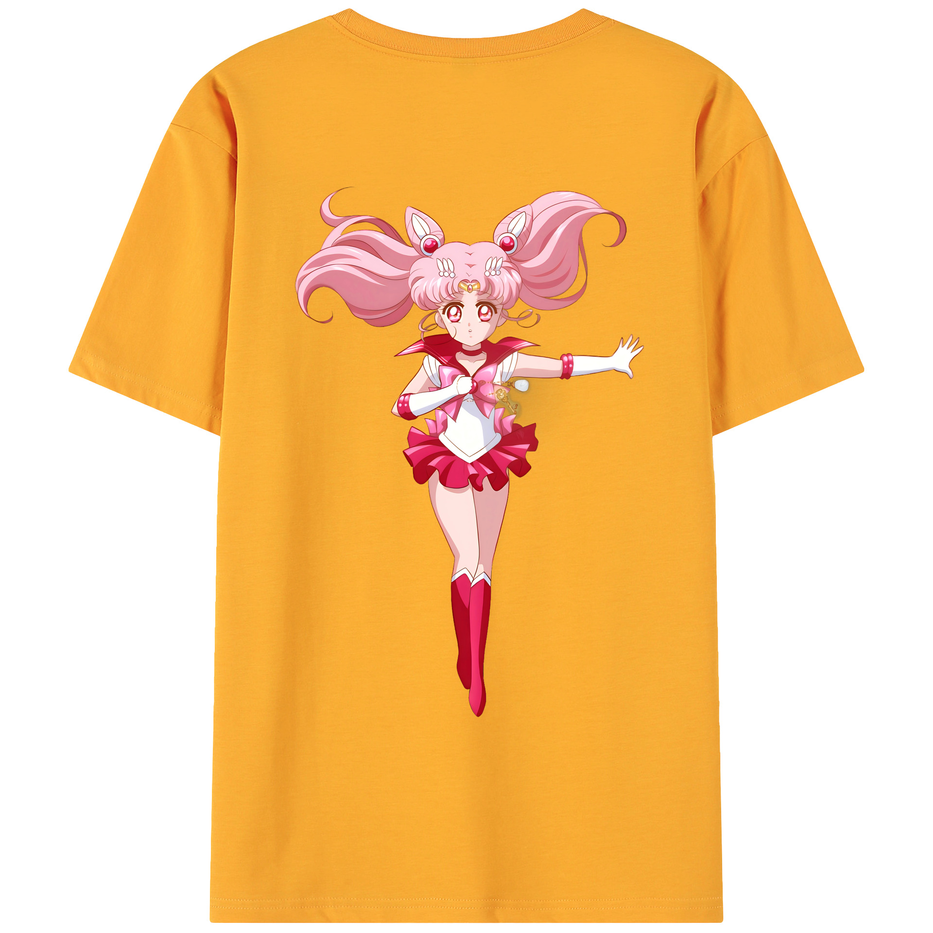 （画像用） 美少女戦士セーラームーン ちびうさ Sailor Moon Chibiusa Tsukino Usagi Small Lady Serenity 綿100％ メンズ半袖Tシャツ（バックプリント） 通気性
