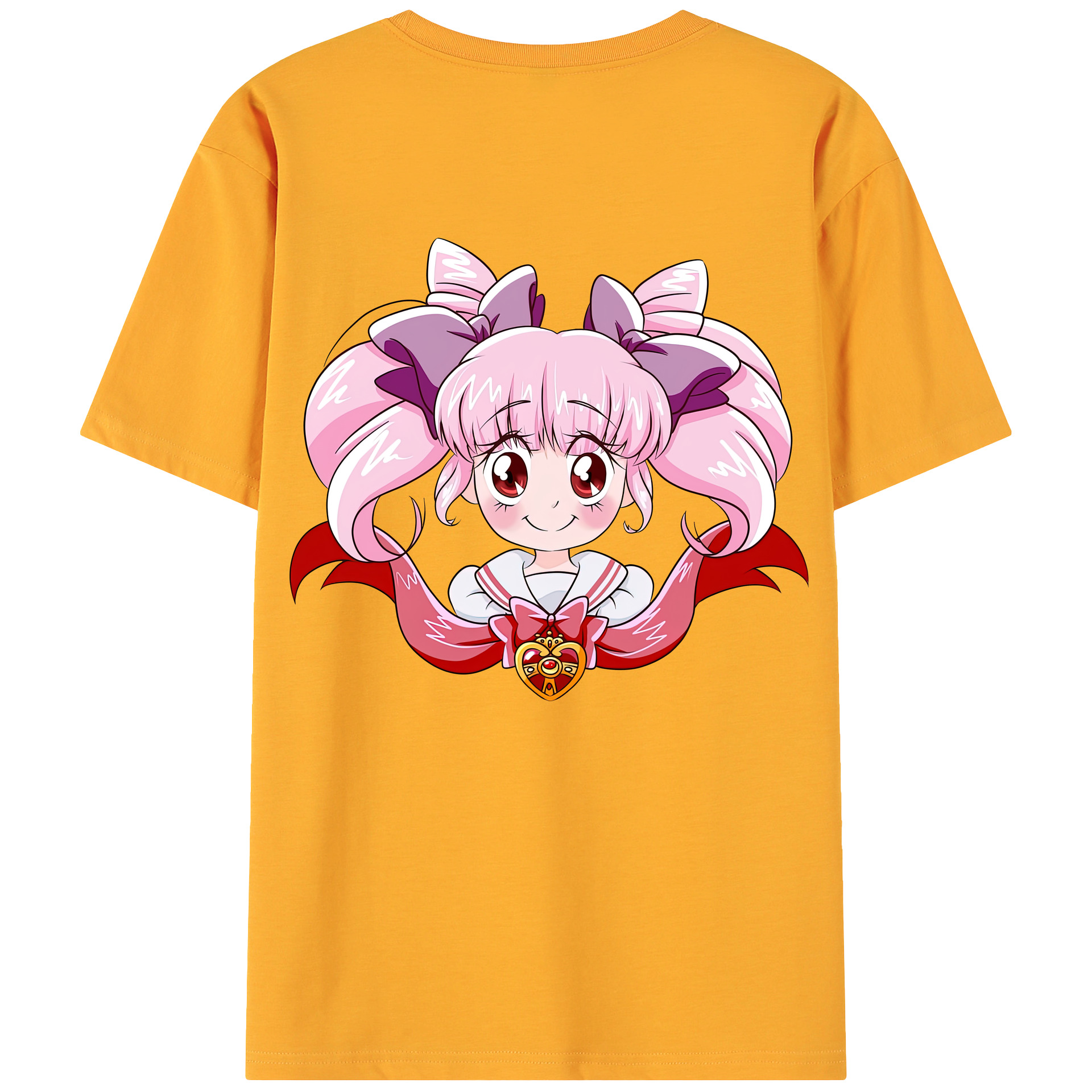 （画像用） 美少女戦士セーラームーン ちびうさ Sailor Moon Chibiusa Tsukino Usagi Small Lady Serenity 綿100％ メンズ半袖Tシャツ（バックプリント） 通気性