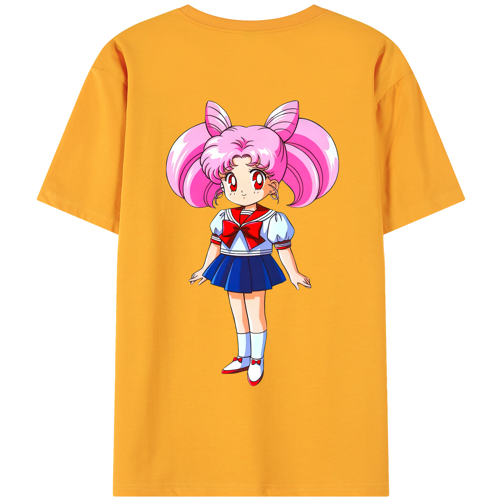 （画像用） 美少女戦士セーラームーン ちびうさ Sailor Moon Chibiusa Tsukino Usagi Small Lady Serenity 綿100％ メンズ半袖Tシャツ（バックプリント） 通気性