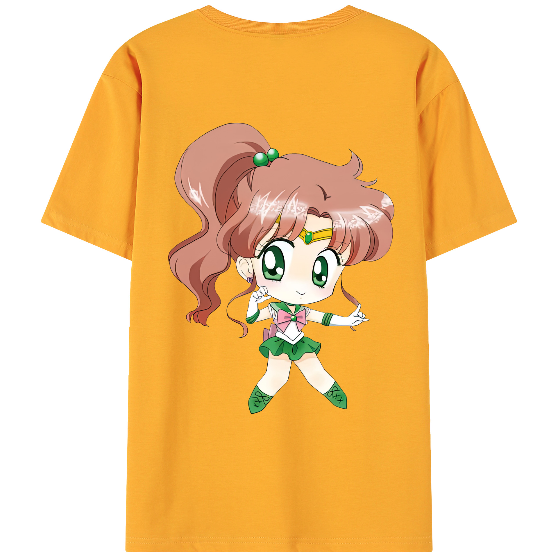 （画像用） 美少女戦士セーラームーン 木野 まこと きの まこと Sailor Moon Kino Makoto （セーラージュピター；Sailor Jupiter） 綿100％ メンズ半袖Tシャツ（バックプリント） 通気性