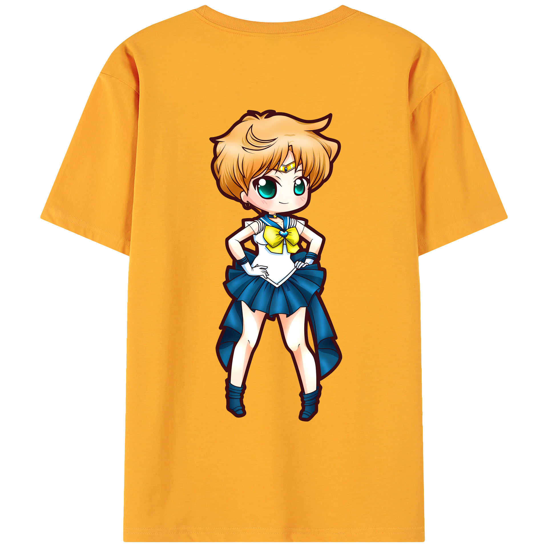 （画像用） 美少女戦士セーラームーン 天王はるか Sailor Moon Tenoh Haruka 綿100％ メンズ半袖Tシャツ（バックプリント） 通気性