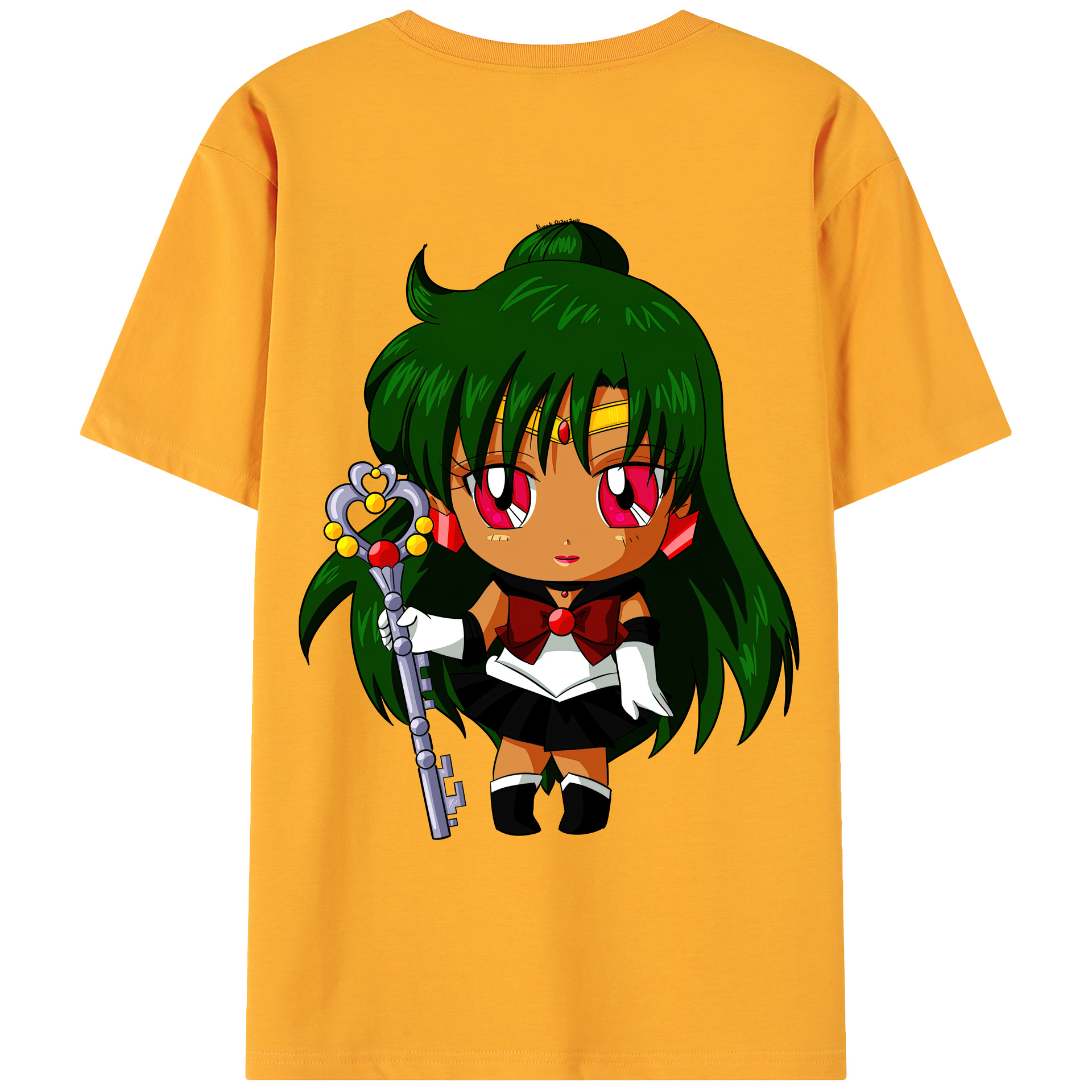 （画像用） 美少女戦士セーラームーン 冥王せつな Sailor Moon Meiou Setsuna 綿100％ メンズ半袖Tシャツ（バックプリント） 通気性