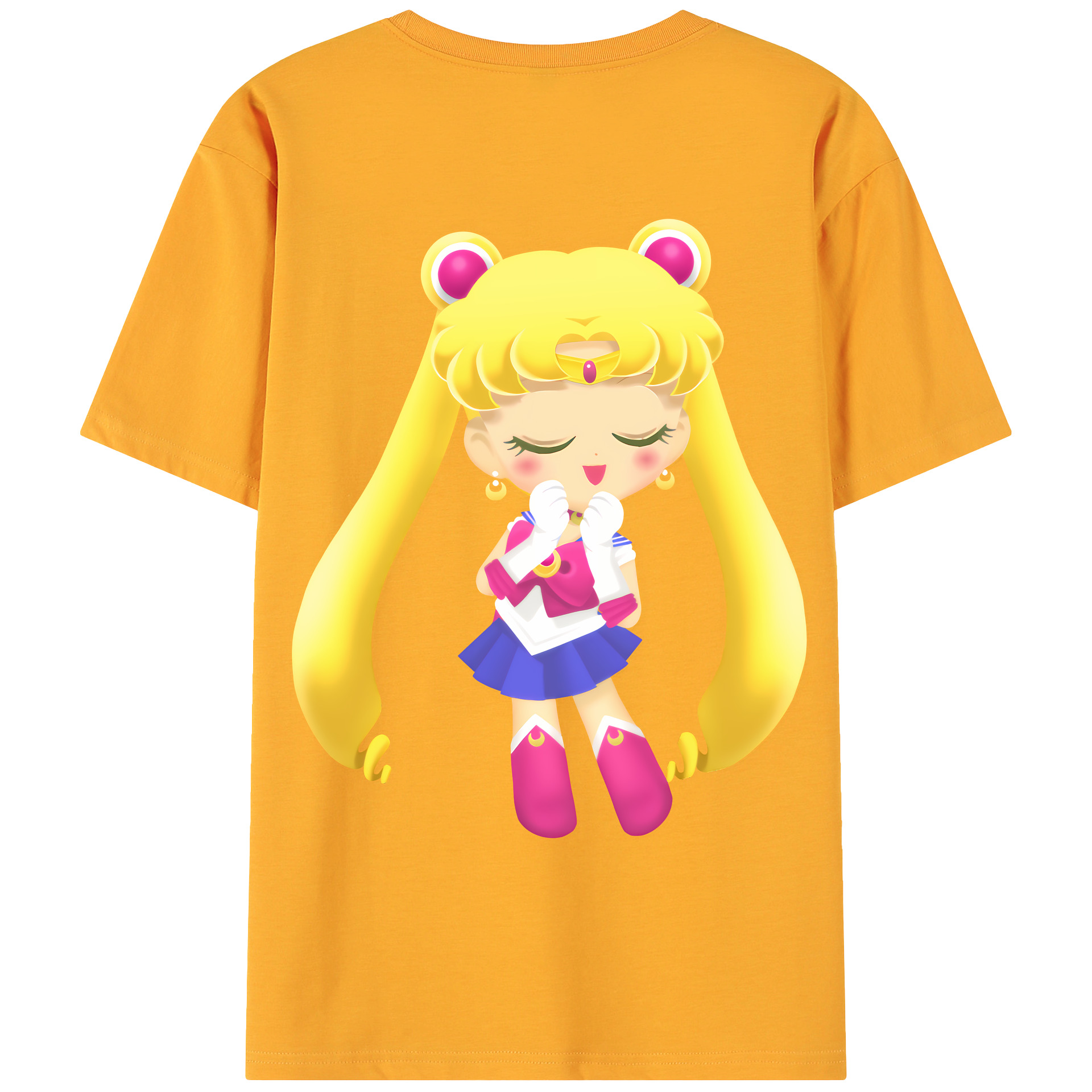 （画像用） 美少女戦士セーラームーン 月野 うさぎ つきの うさぎ Sailor Moon Tsukino Usagi 綿100％ メンズ半袖Tシャツ（バックプリント） 通気性