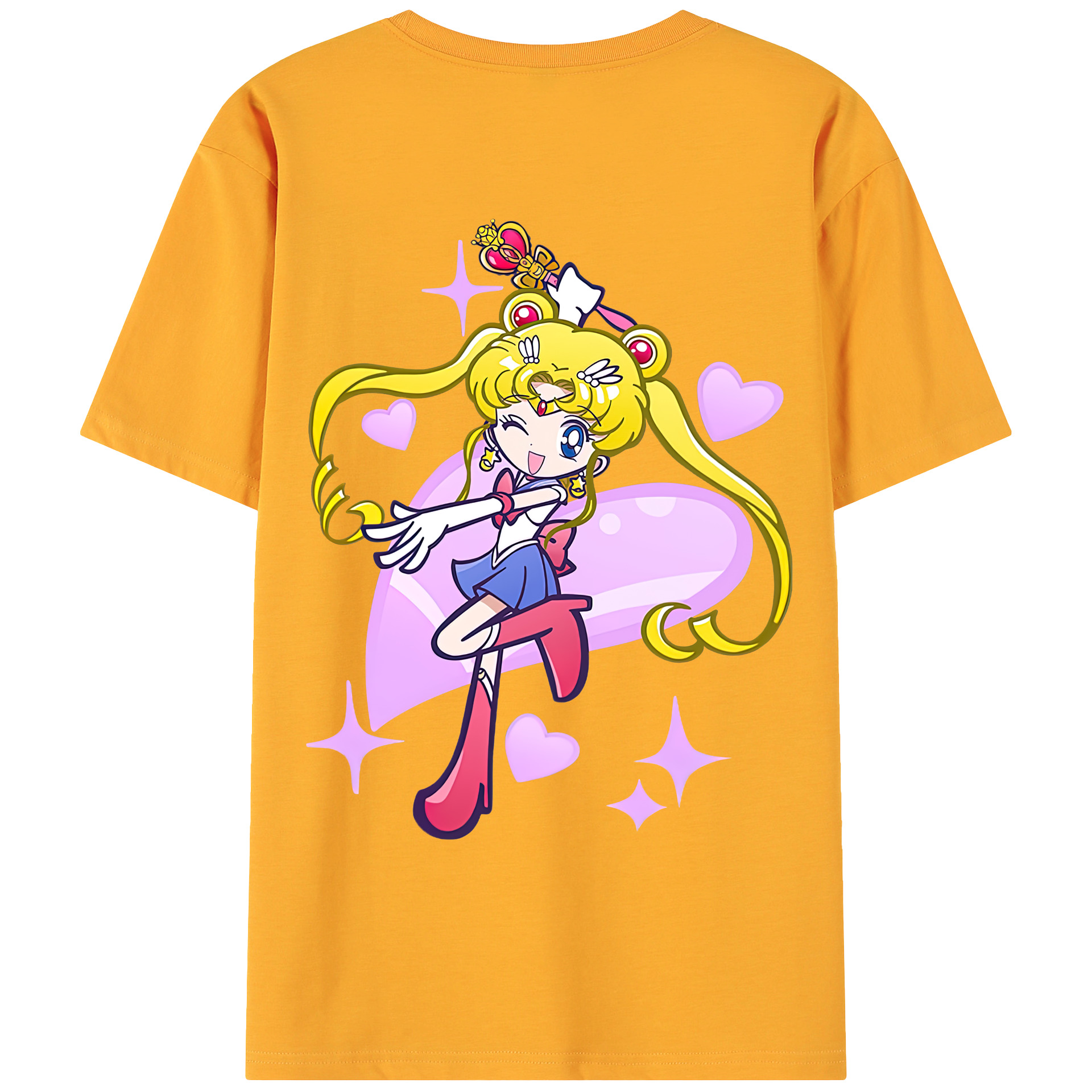 （画像用） 美少女戦士セーラームーン 月野 うさぎ つきの うさぎ Sailor Moon Tsukino Usagi 綿100％ メンズ半袖Tシャツ（バックプリント） 通気性