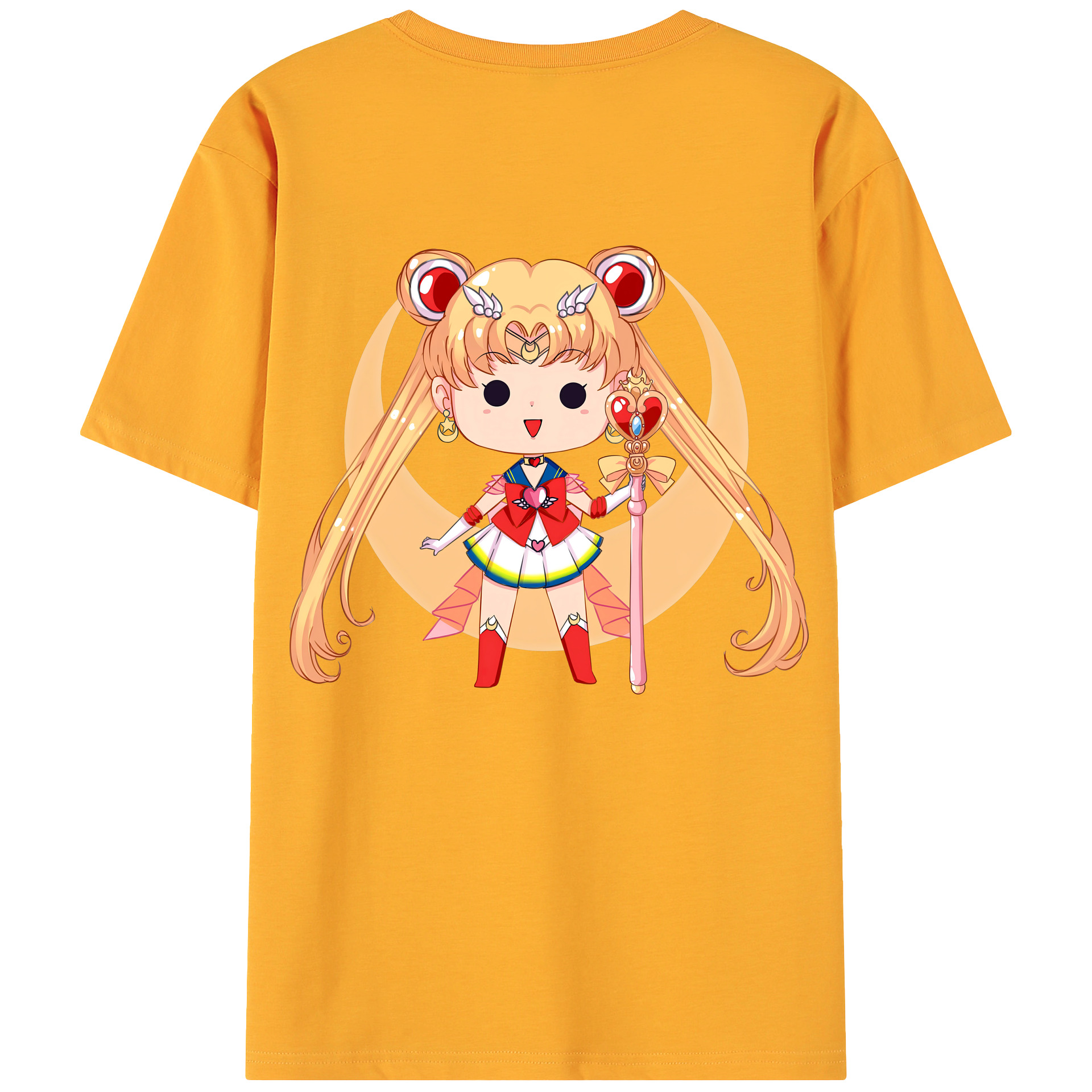 （画像用） 美少女戦士セーラームーン 月野 うさぎ つきの うさぎ Sailor Moon Tsukino Usagi 綿100％ メンズ半袖Tシャツ（バックプリント） 通気性