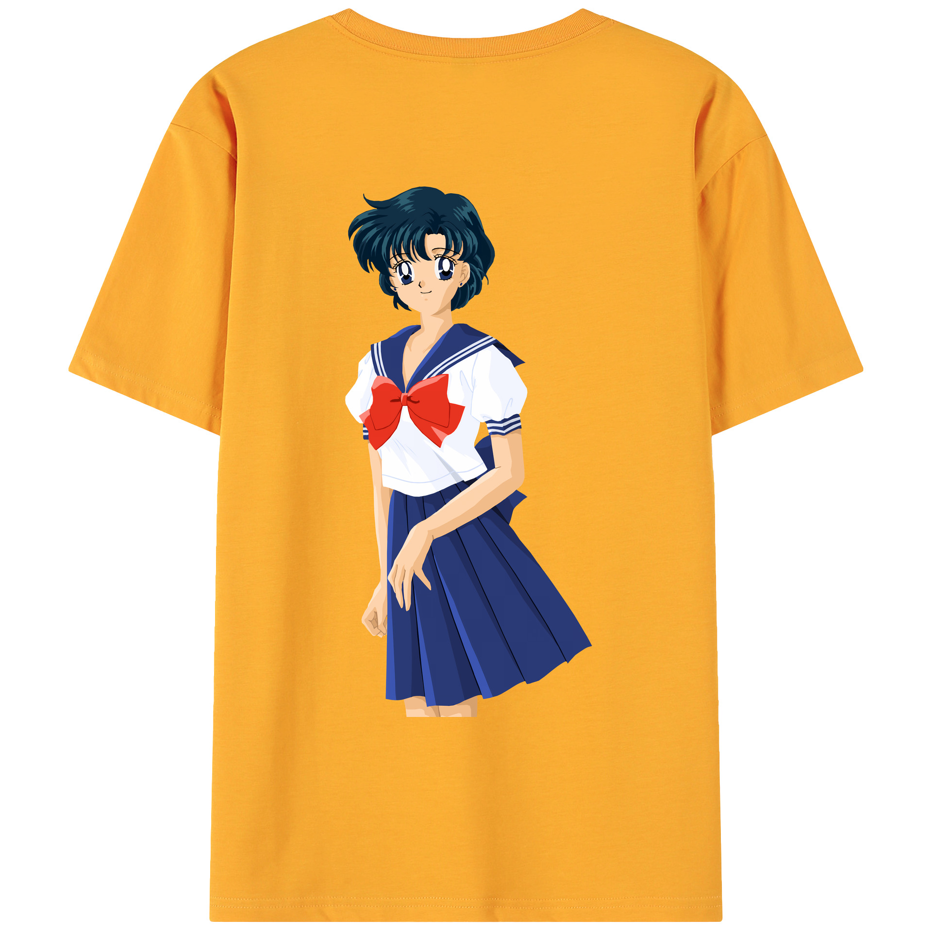 （画像用） 美少女戦士セーラームーン 水野 亜美 みずの あみ Sailor Moon Mizuno Ami 綿100％ メンズ半袖Tシャツ（バックプリント） 通気性