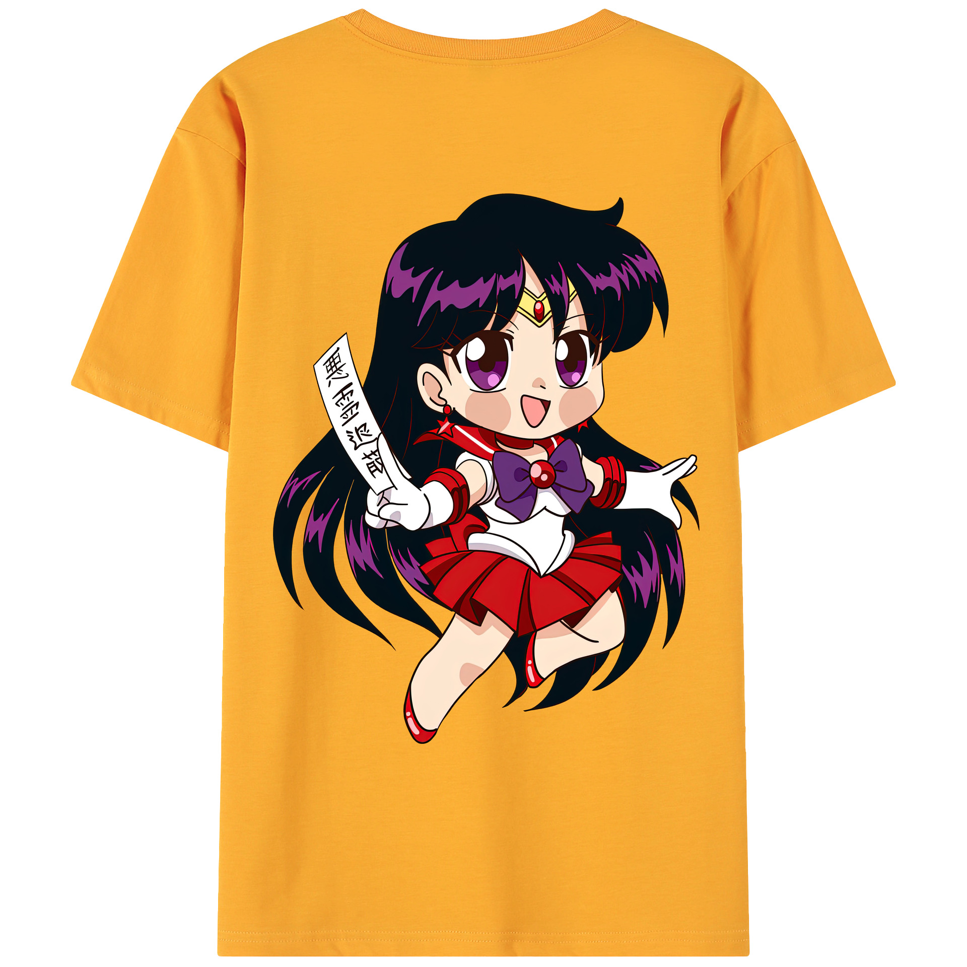 （画像用） 美少女戦士セーラームーン 火野レイ ひの レイ Sailor Moon Hino Rei （セーラーマーズ,Sailor Mars） 綿100％ メンズ半袖Tシャツ（バックプリント） 通気性