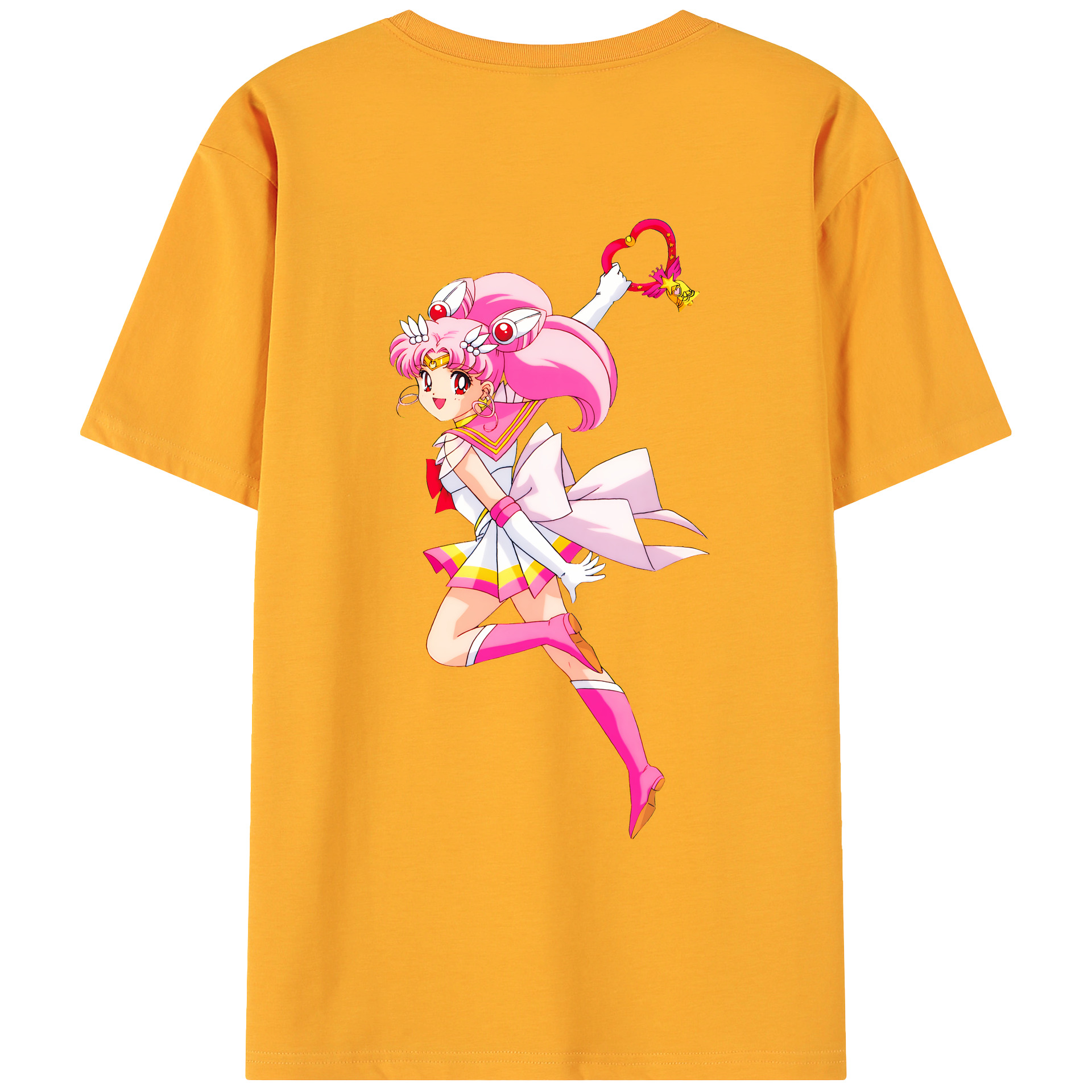 （画像用） 美少女戦士セーラームーン ちびうさ Sailor Moon Chibiusa Tsukino Usagi Small Lady Serenity 綿100％ メンズ半袖Tシャツ（バックプリント） 通気性