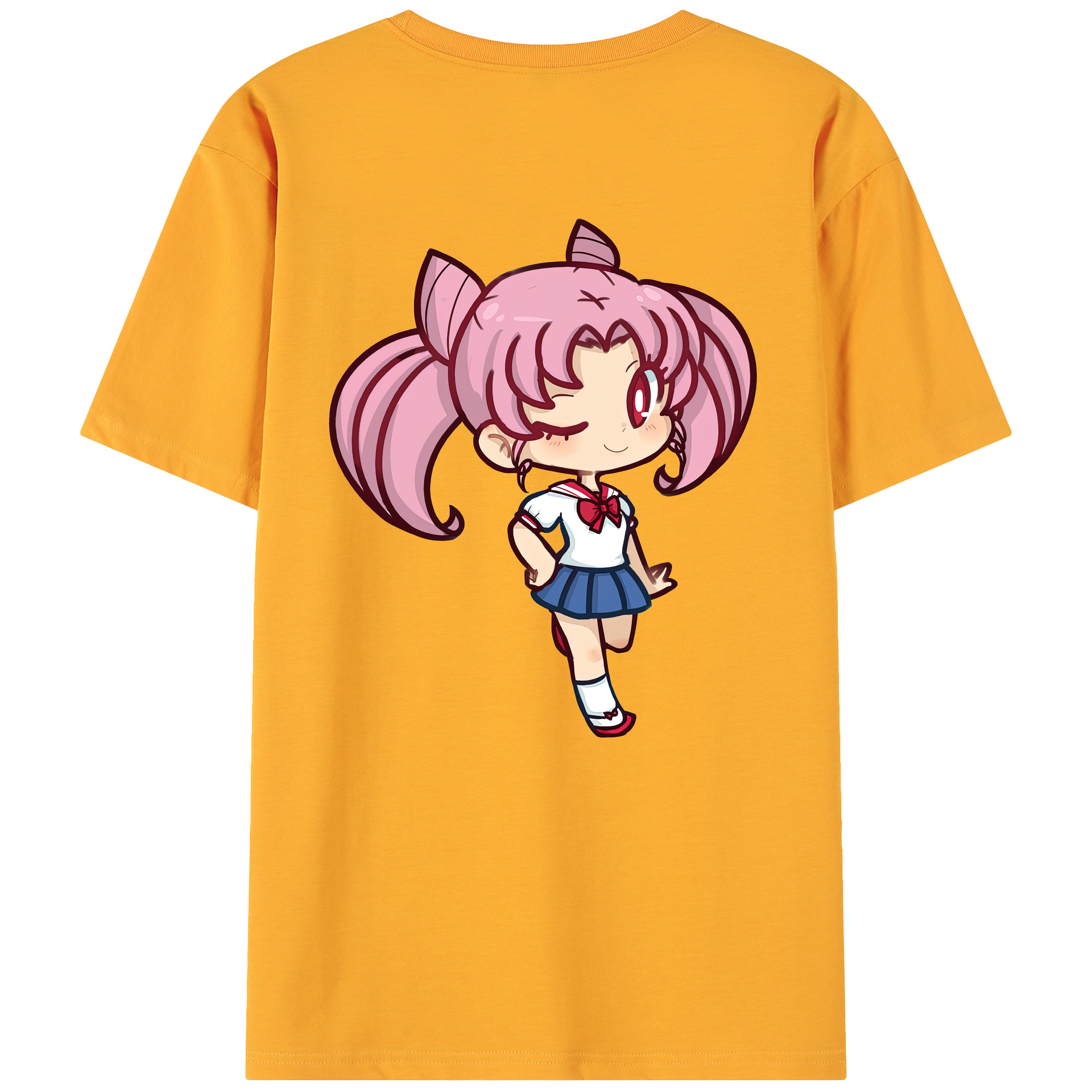 （画像用） 美少女戦士セーラームーン ちびうさ Sailor Moon Chibiusa Tsukino Usagi Small Lady Serenity 綿100％ メンズ半袖Tシャツ（バックプリント） 通気性