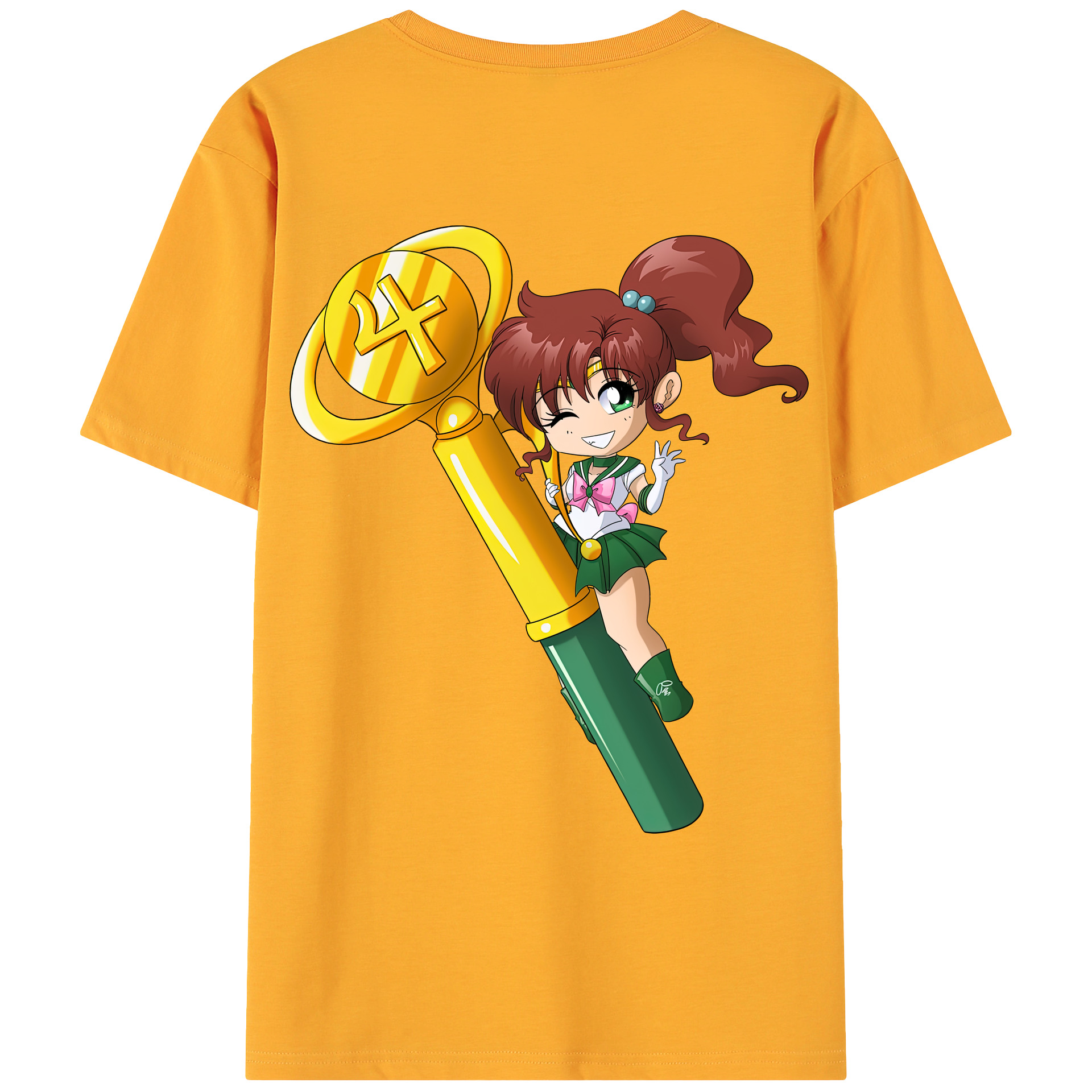 （画像用） 美少女戦士セーラームーン 木野 まこと きの まこと Sailor Moon Kino Makoto （セーラージュピター；Sailor Jupiter） 綿100％ メンズ半袖Tシャツ（バックプリント） 通気性