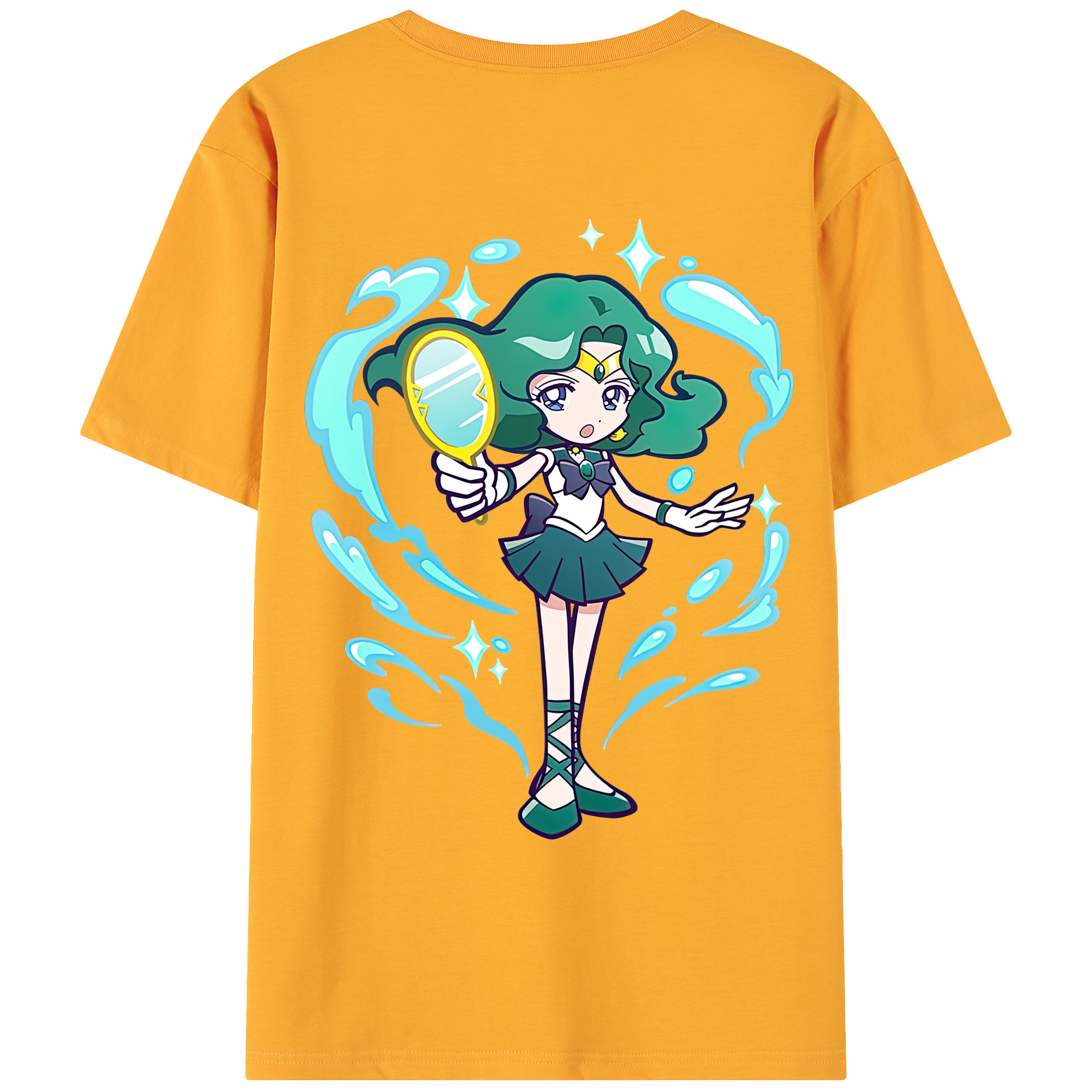 （画像用） 美少女戦士セーラームーン 海王 みちる（かいおう みちる） Sailor Moon Kaiou Michiru 綿100％ メンズ半袖Tシャツ（バックプリント） 通気性