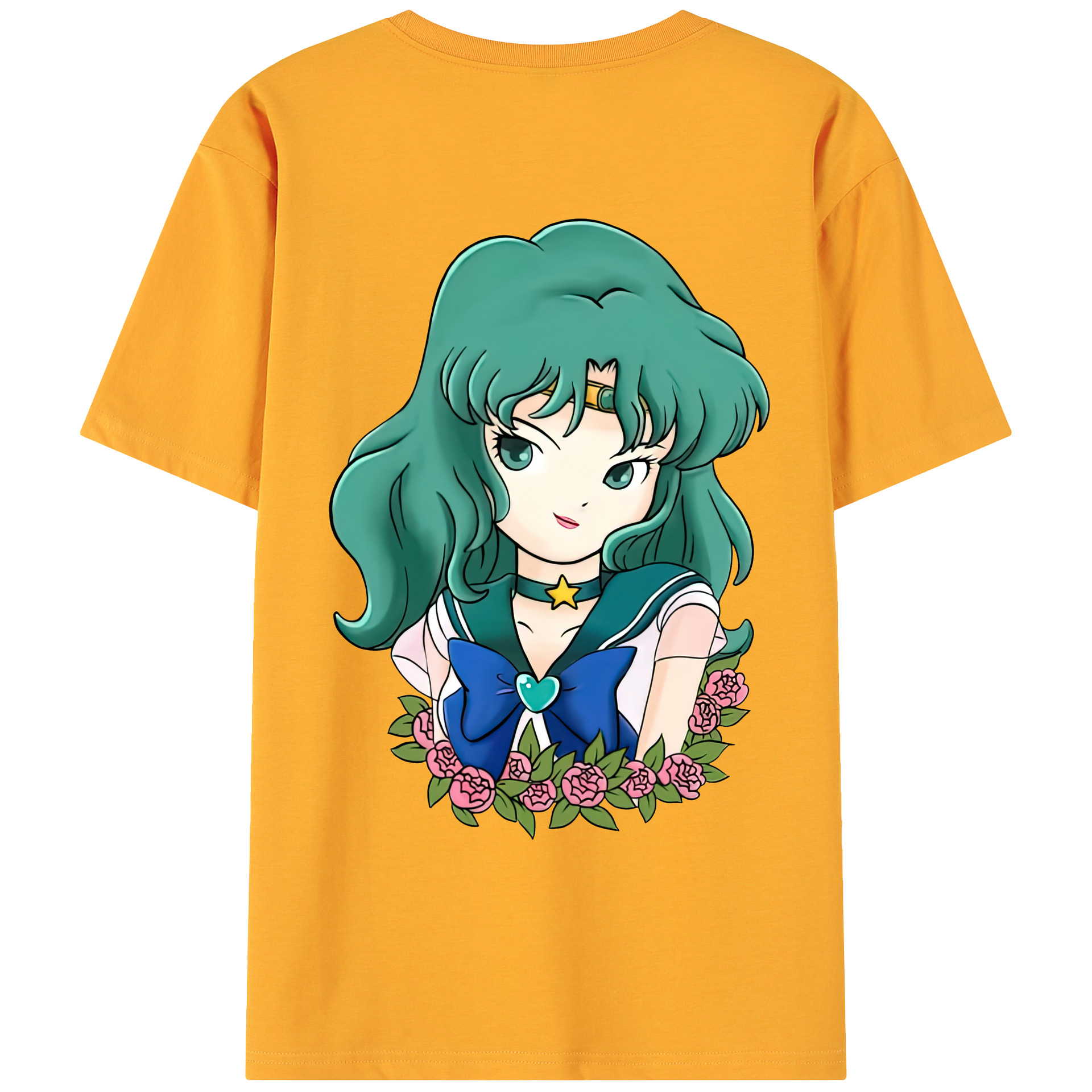 （画像用） 美少女戦士セーラームーン 海王 みちる（かいおう みちる） Sailor Moon Kaiou Michiru 綿100％ メンズ半袖Tシャツ（バックプリント） 通気性