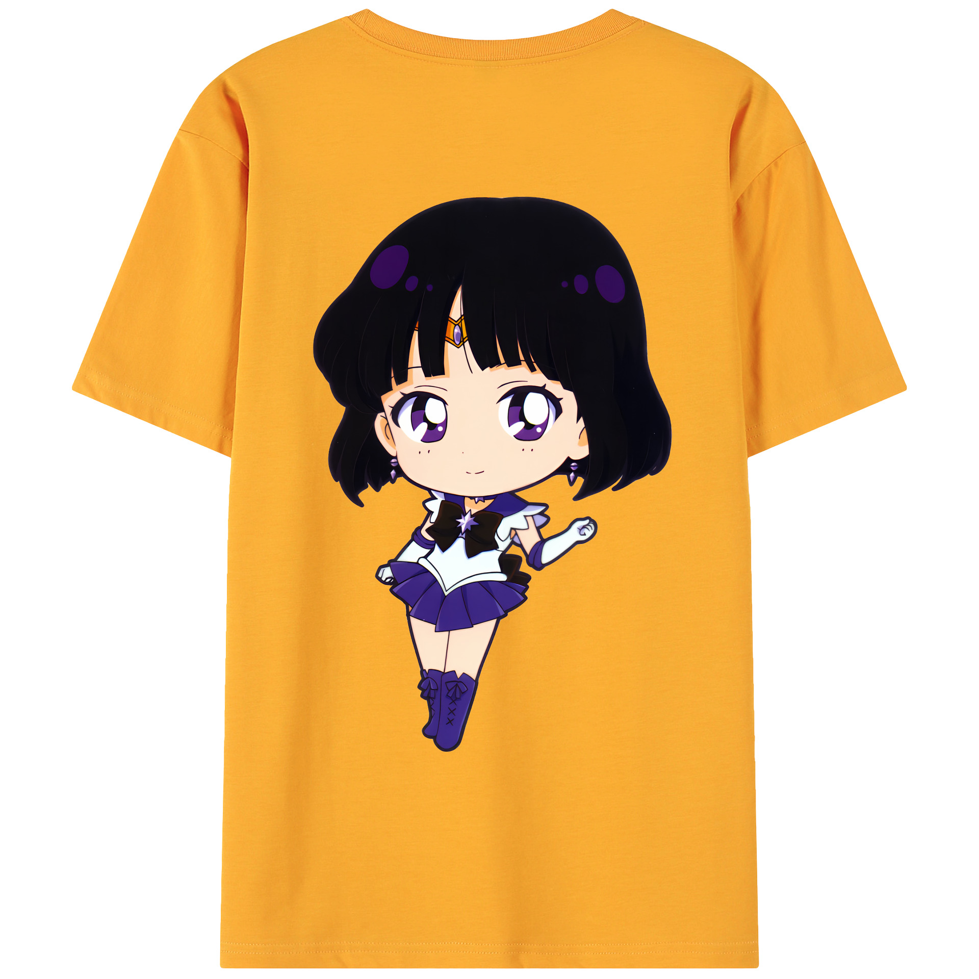 （画像用） 美少女戦士セーラームーン 土萠ほたる Sailor Moon Tomoe Hotaru （セーラーサターン；Sailor Saturn） 綿100％ メンズ半袖Tシャツ（バックプリント） 通気性