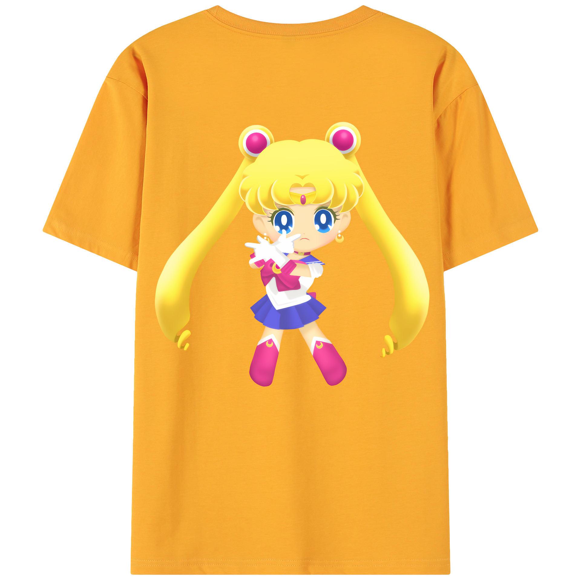 （画像用） 美少女戦士セーラームーン 月野 うさぎ つきの うさぎ Sailor Moon Tsukino Usagi 綿100％ メンズ半袖Tシャツ（バックプリント） 通気性