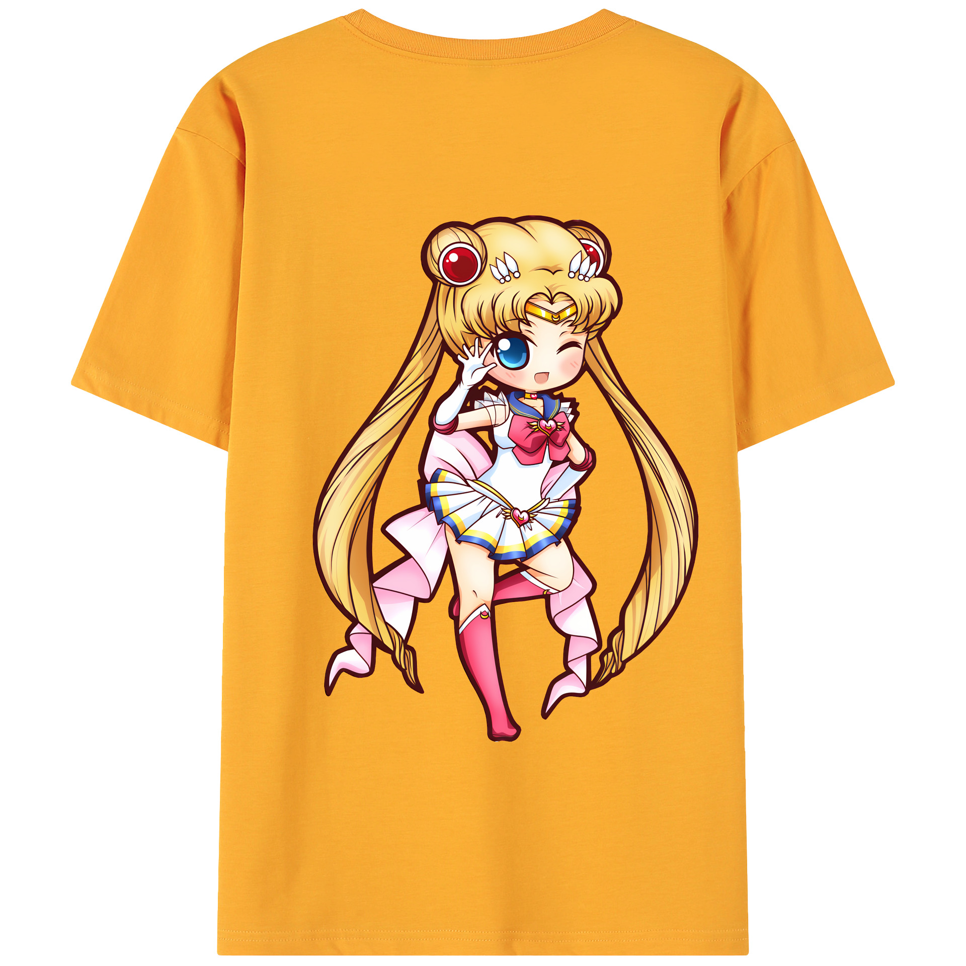 （画像用） 美少女戦士セーラームーン 月野 うさぎ つきの うさぎ Sailor Moon Tsukino Usagi 綿100％ メンズ半袖Tシャツ（バックプリント） 通気性
