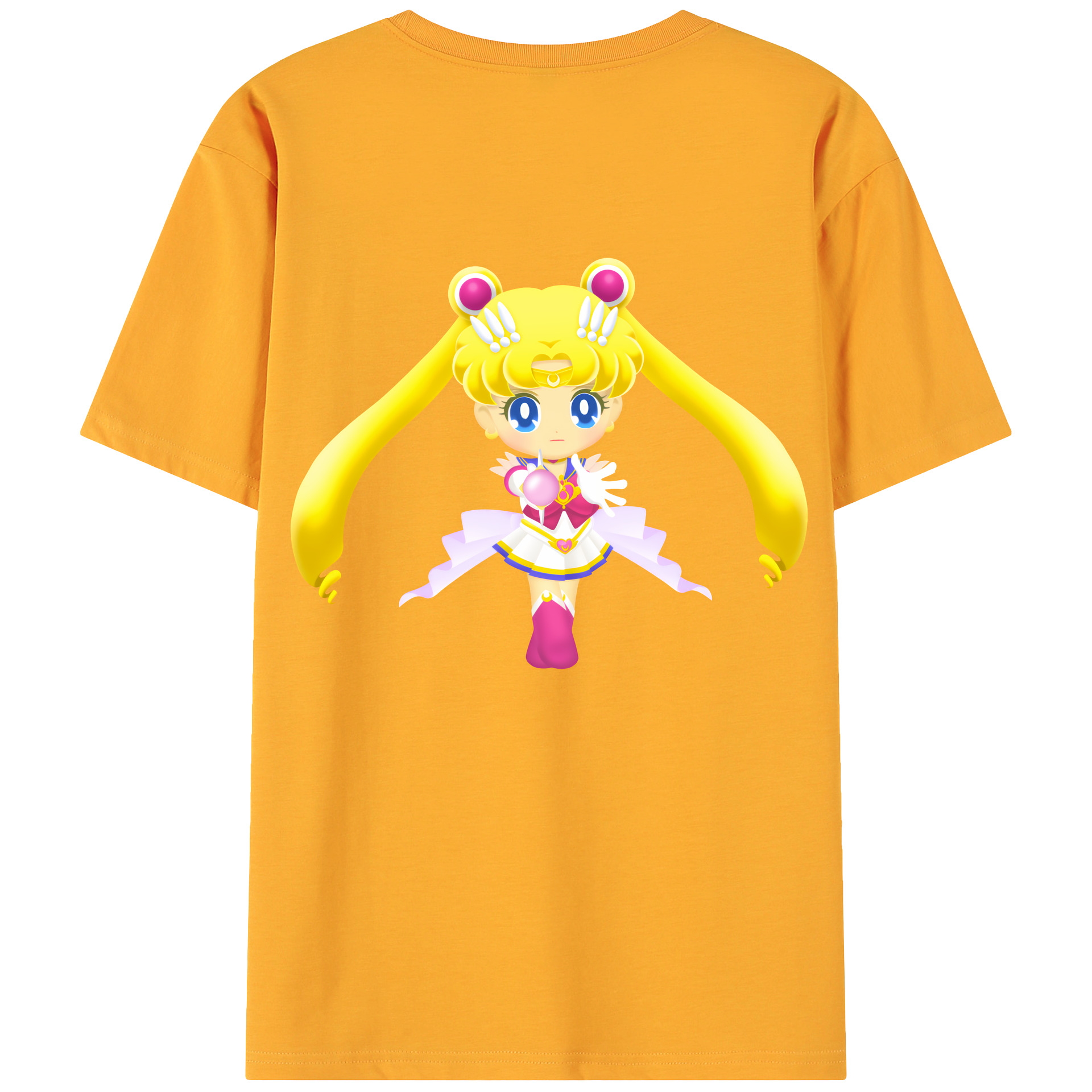 （画像用） 美少女戦士セーラームーン 月野 うさぎ つきの うさぎ Sailor Moon Tsukino Usagi 綿100％ メンズ半袖Tシャツ（バックプリント） 通気性